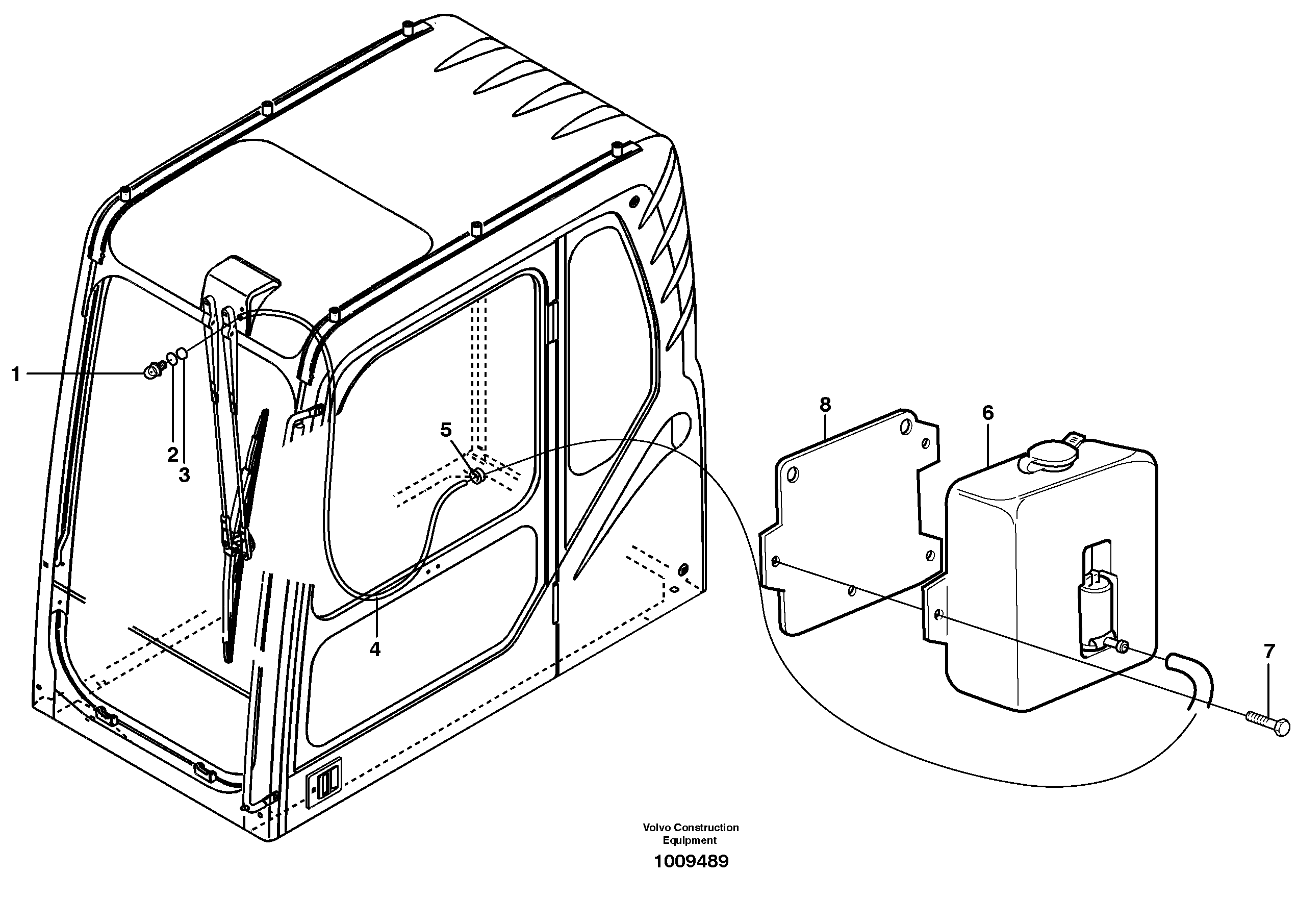 Схема запчастей Volvo EW140B - 55248 Шайба лобового стекла (ветрового) EW140B