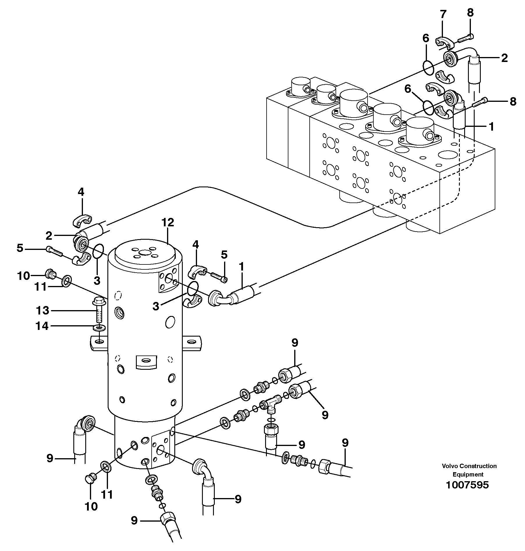 Схема запчастей Volvo EW140B - 6210 Hydraulic system, transport in uppercarrige EW140B