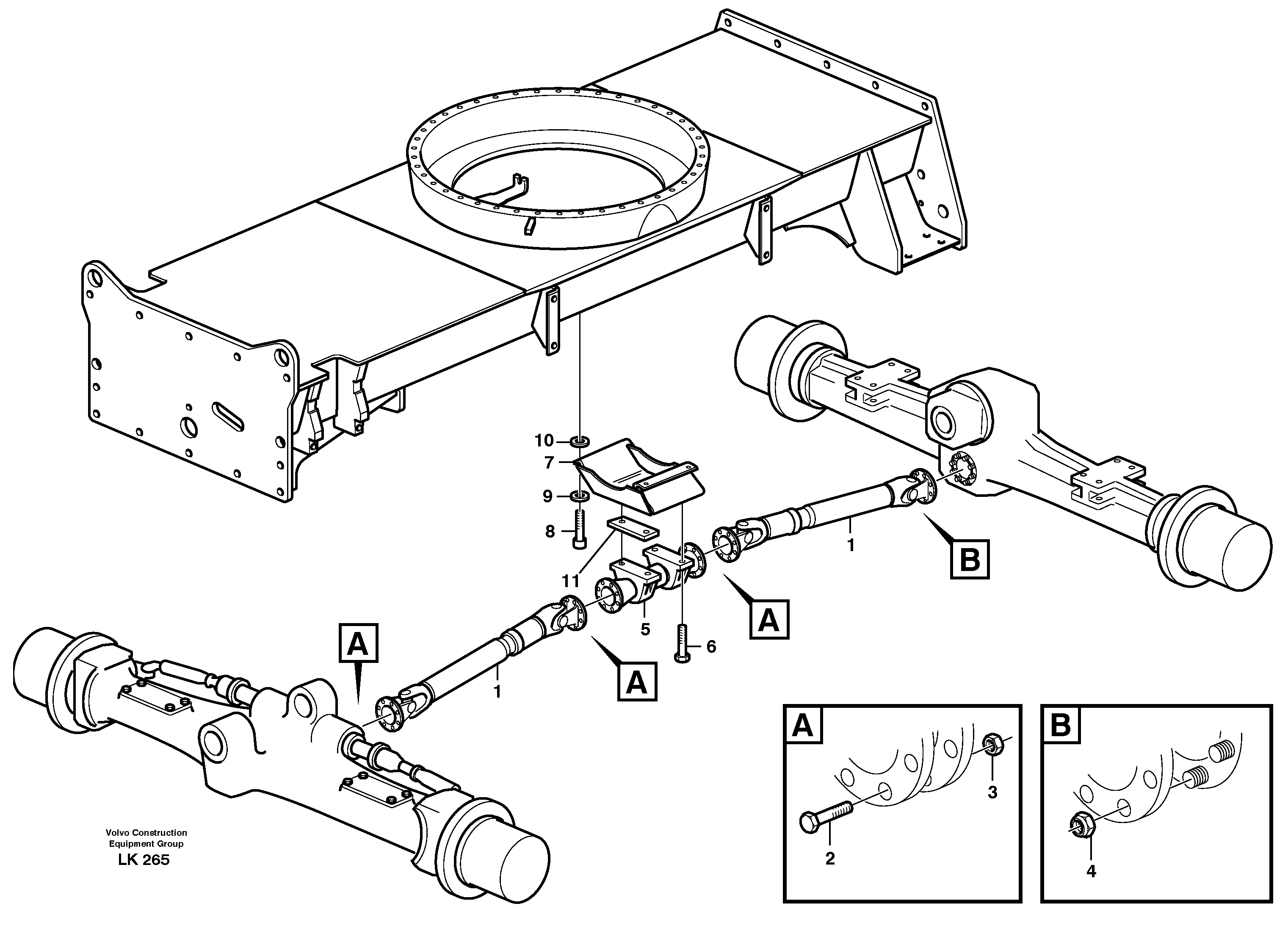 Схема запчастей Volvo EW140B - 8103 Propeller shafts and assembling EW140B