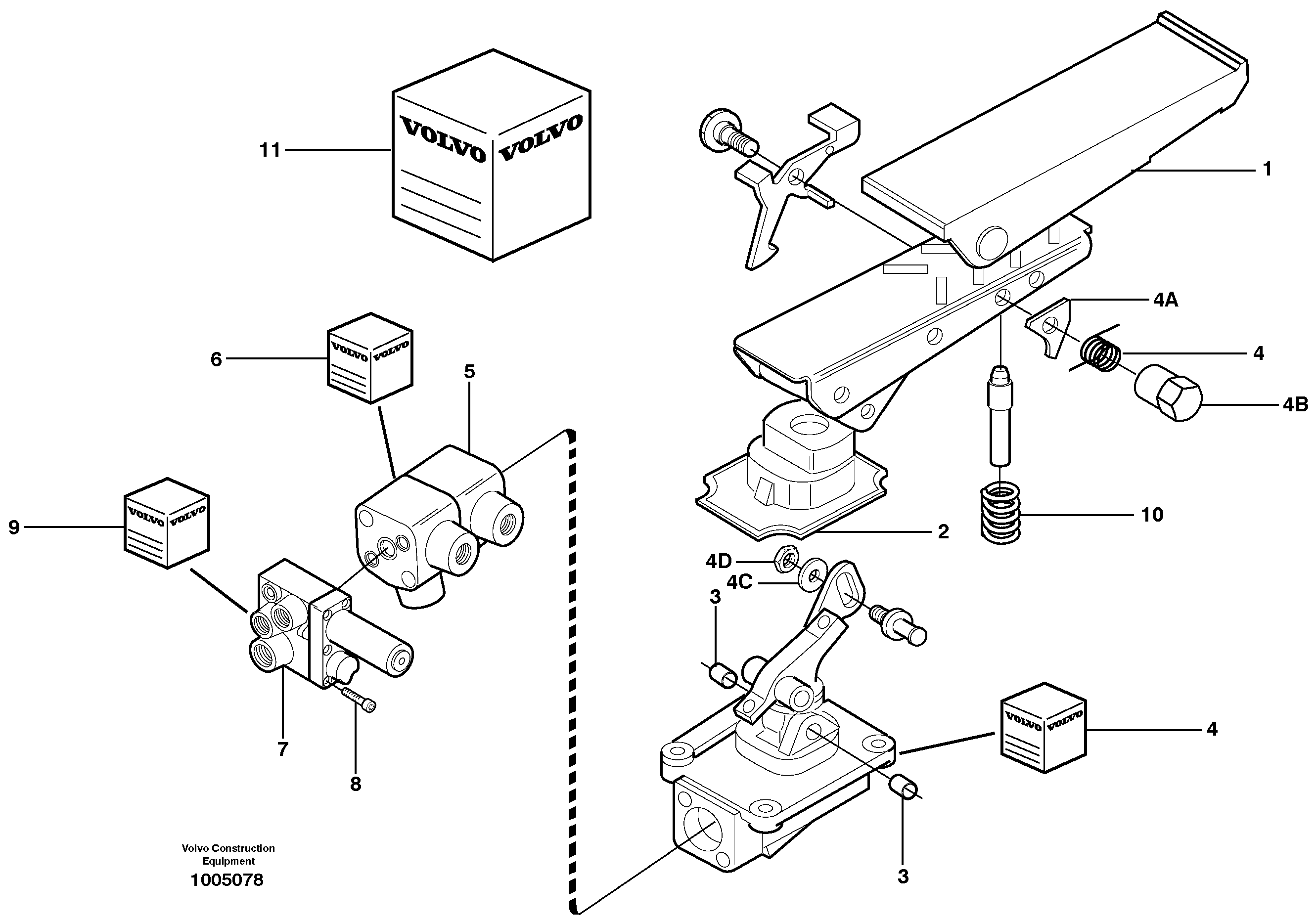 Схема запчастей Volvo EW140B - 9703 Brake pedal EW140B