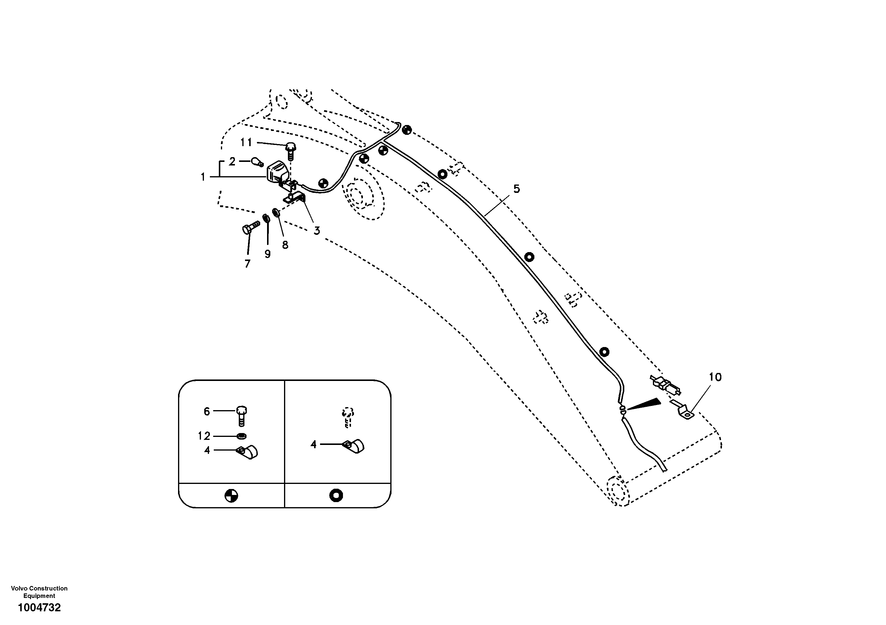 Схема запчастей Volvo EC180B - 45500 Working lamp on boom EC180B