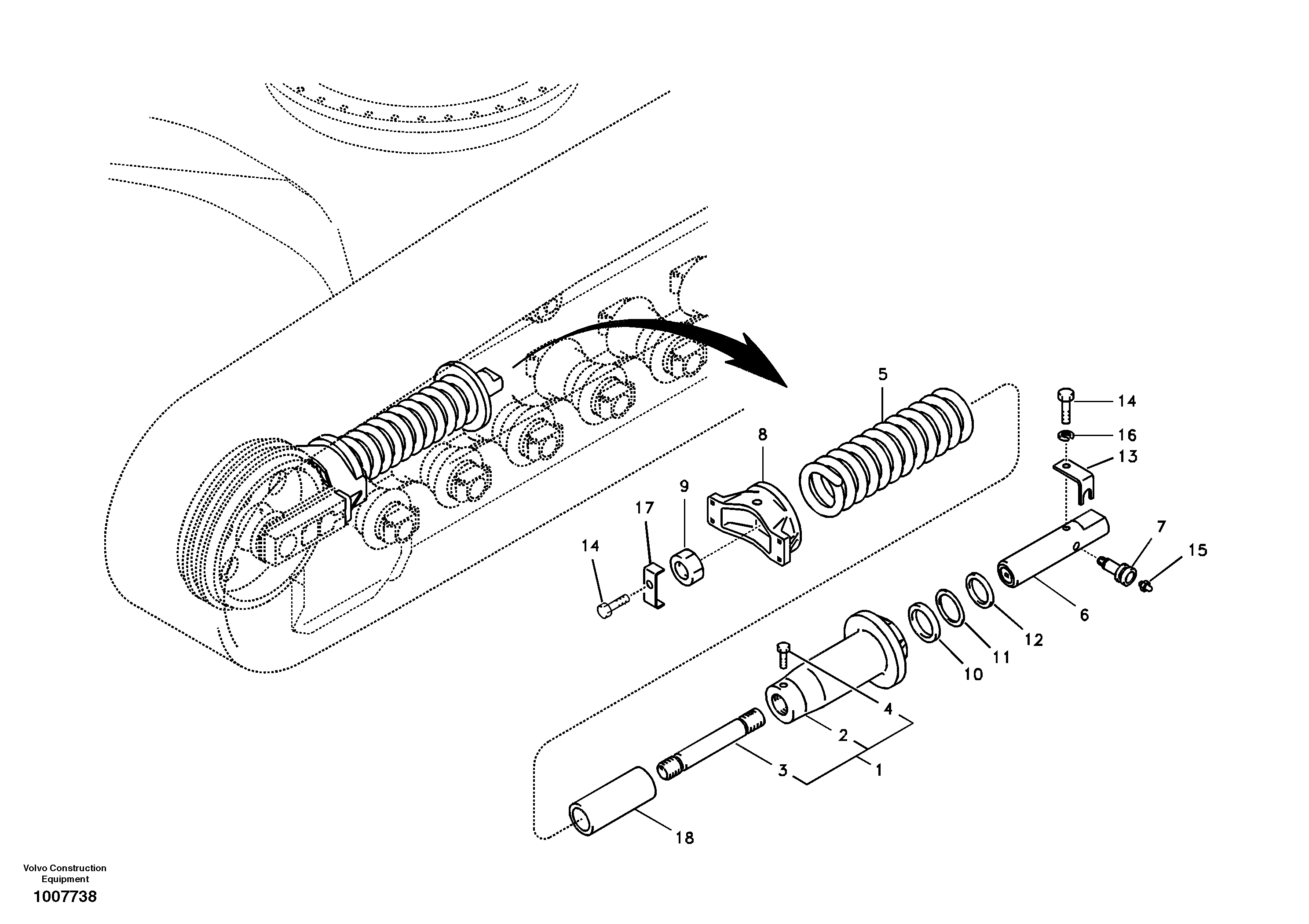 Схема запчастей Volvo EC180B - 73313 Undercarriage, spring package EC180B