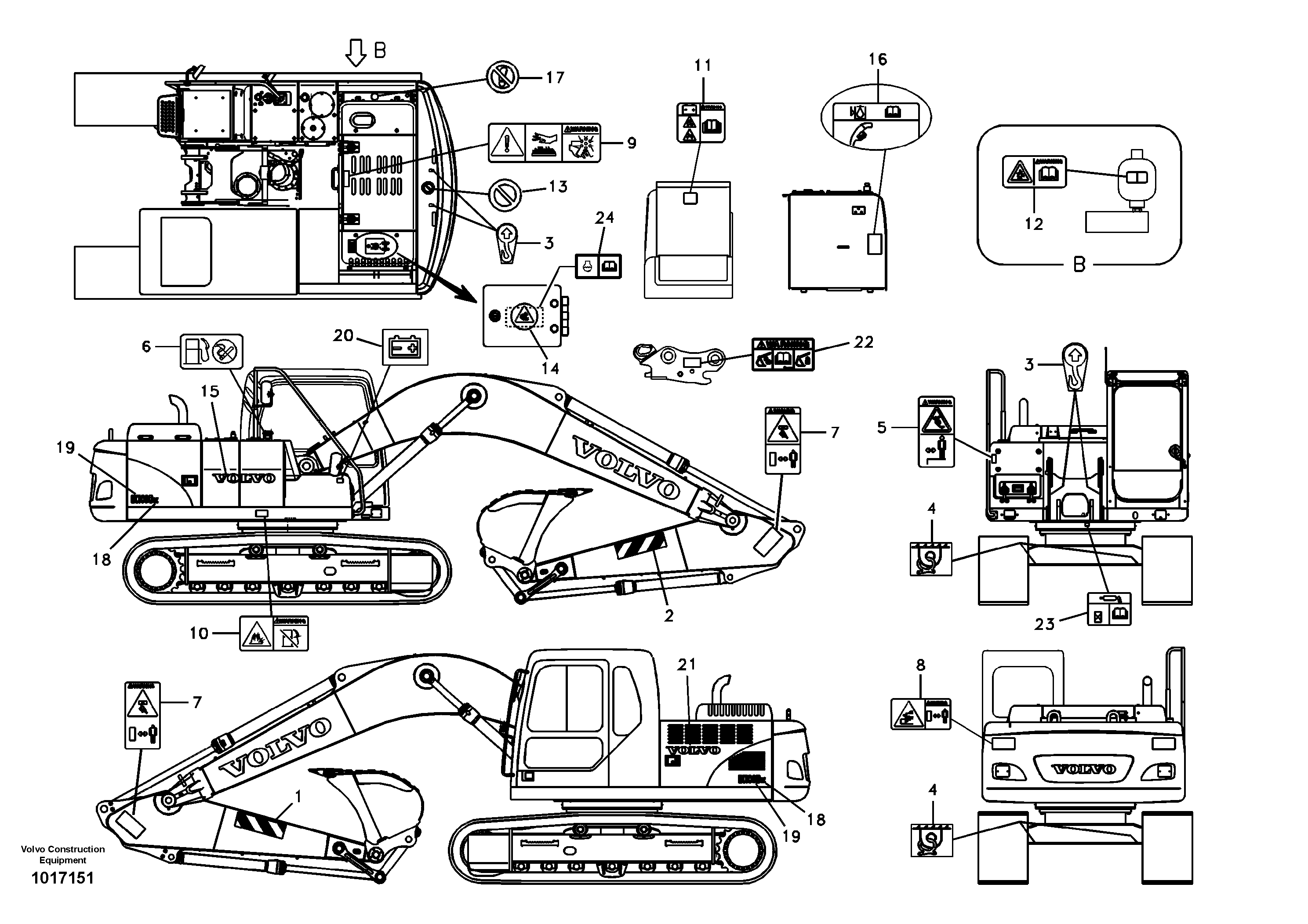 Схема запчастей Volvo EC180B - 12878 Decal, outer location EC180B