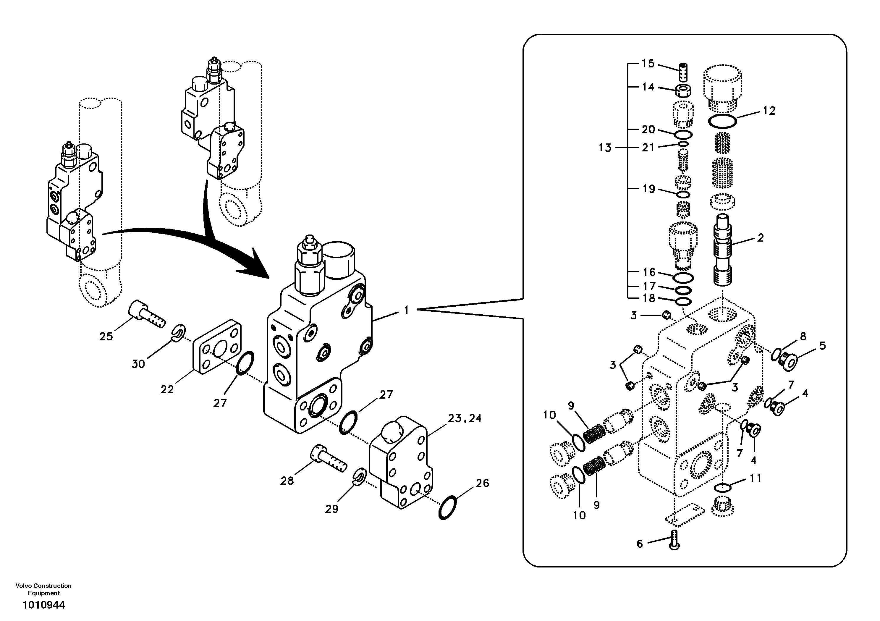 Схема запчастей Volvo EC180B - 91531 Working hydraulic, boom rupture valve mount EC180B