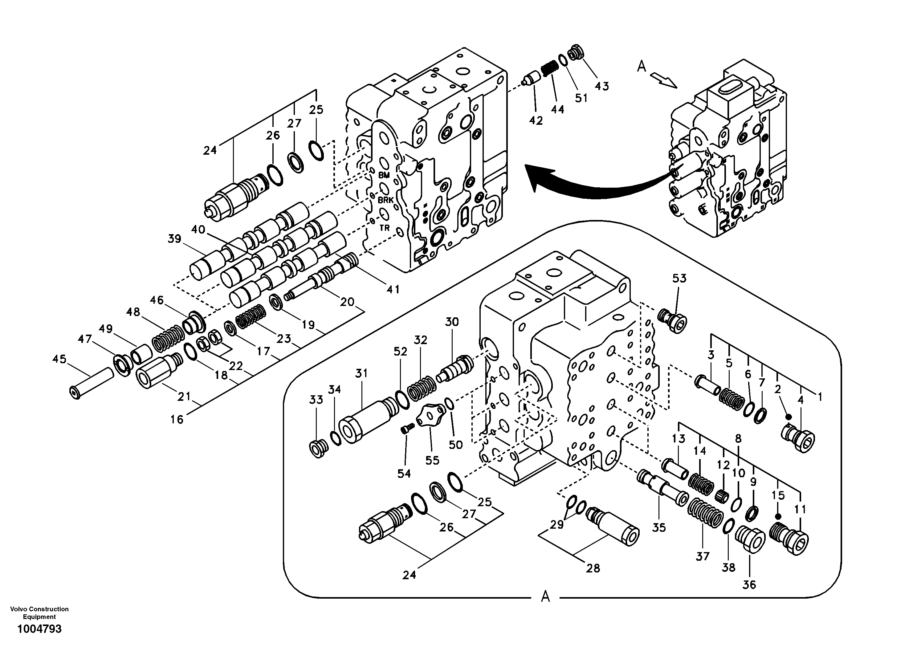 Схема запчастей Volvo EC180B - 9306 Main control valve, boom and bucket and travel Rh EC180B