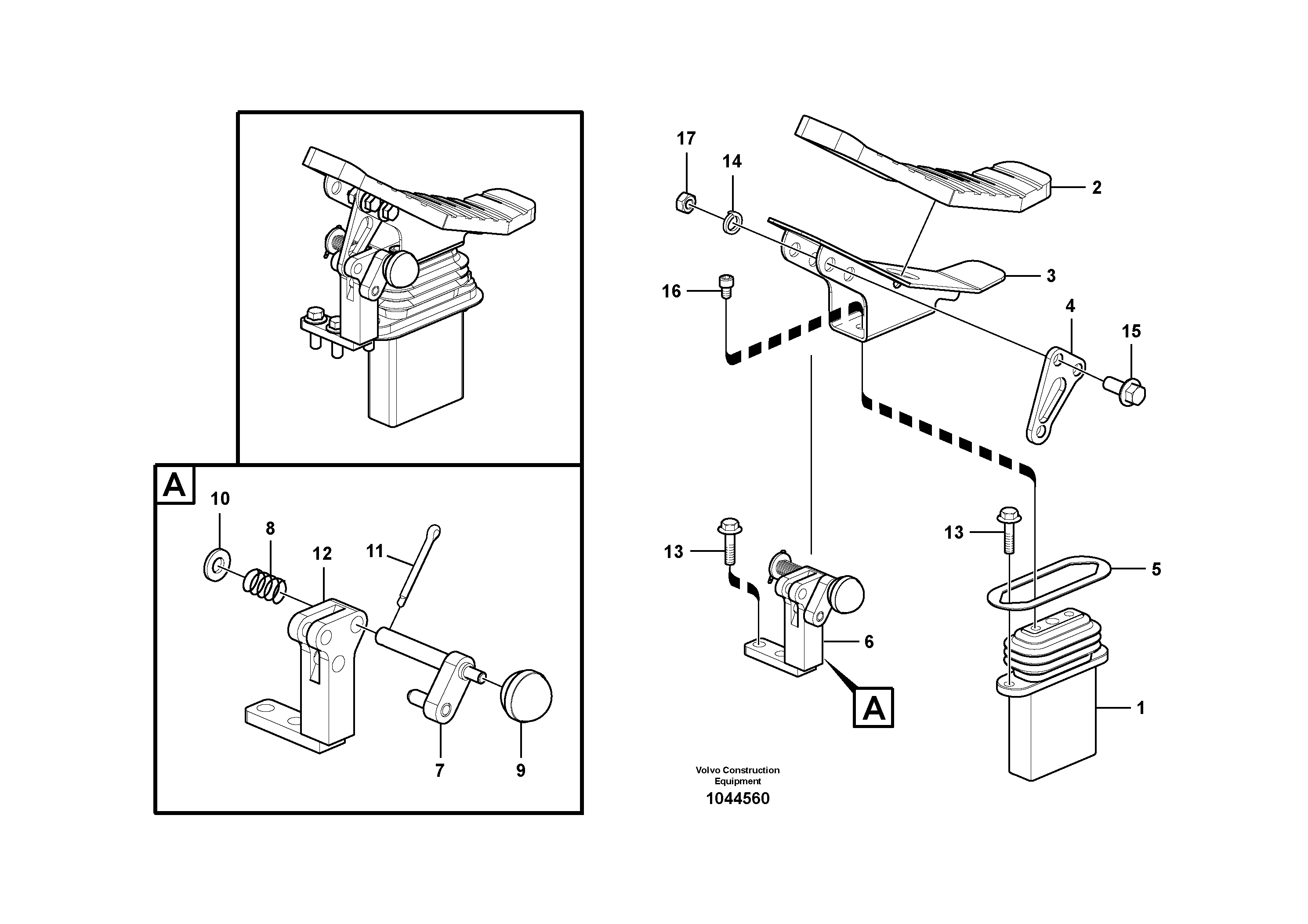 Схема запчастей Volvo EC180B - 93229 Working hydraulic, remote control valve pedal for hammer and shear EC180B