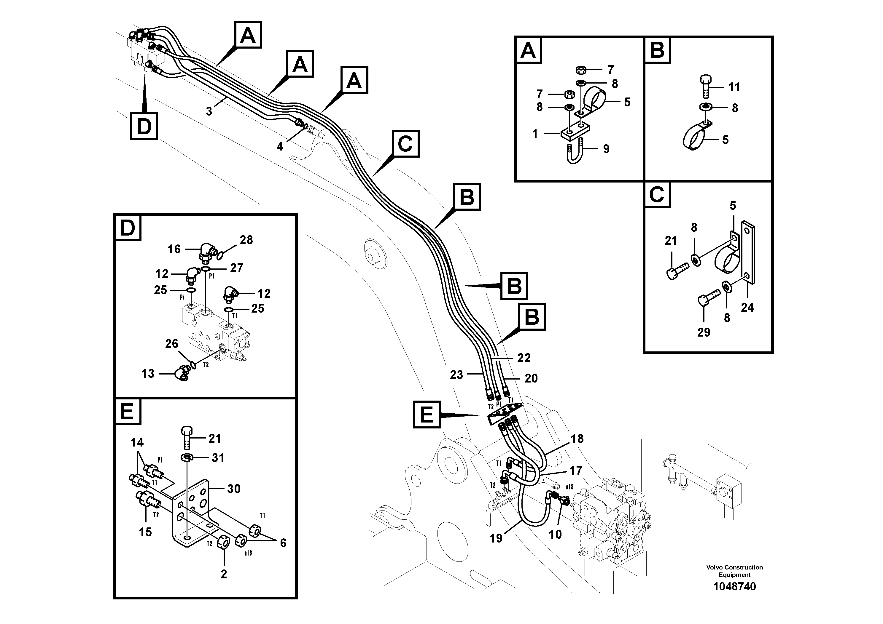 Схема запчастей Volvo EC180B - 36310 Working hydraulic, dipper arm rupture EC180B