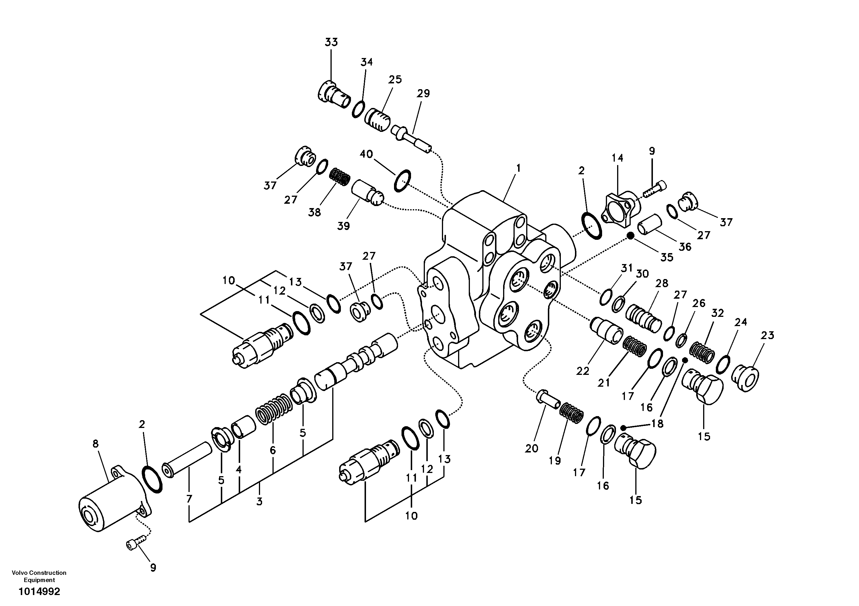 Схема запчастей Volvo EC180B - 59369 Working hydraulic, adjustable boom control valve EC180B