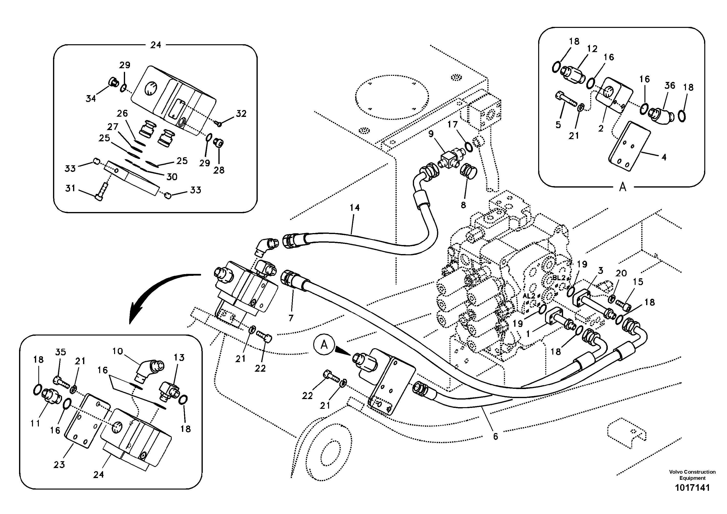 Схема запчастей Volvo EC180B - 64766 Working hydraulic, hammer and shear for upper EC180B