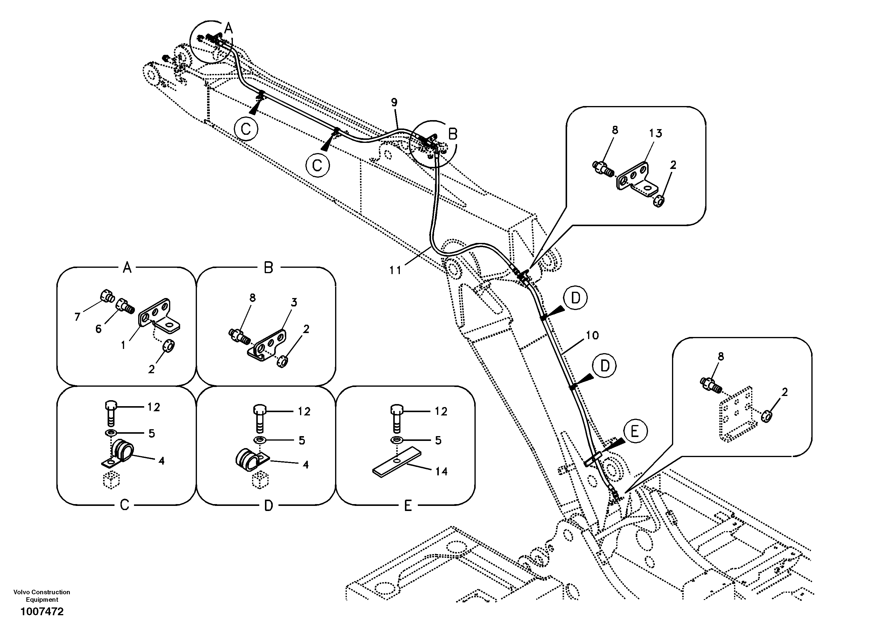 Схема запчастей Volvo EC180B - 9599 Working hydraulic, oil leak on adjustable boom EC180B