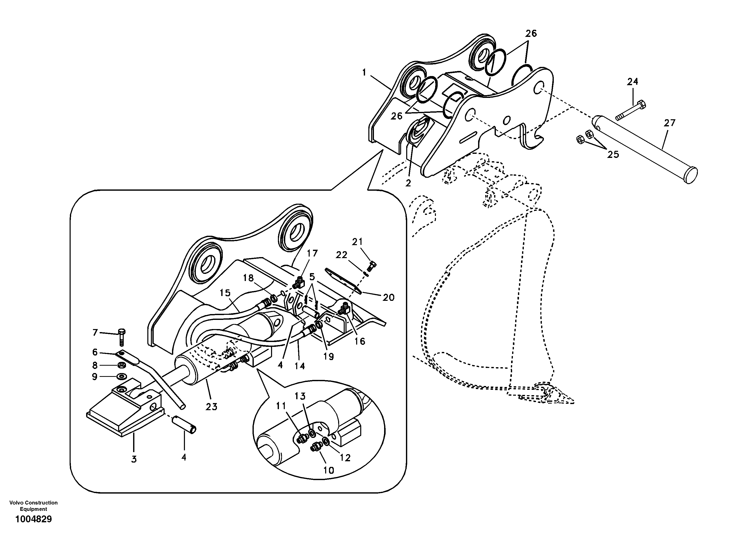 Схема запчастей Volvo EC180B - 73746 Attachment bracket, quickfit EC180B