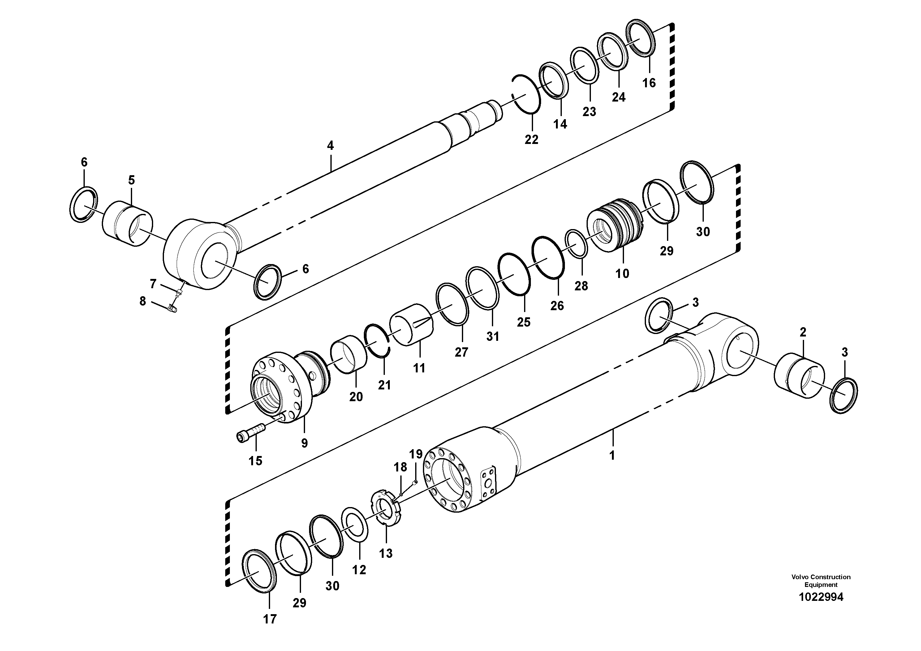 Схема запчастей Volvo EC180B - 102841 Цилиндр ковша EC180B PRIME S/N 12001-