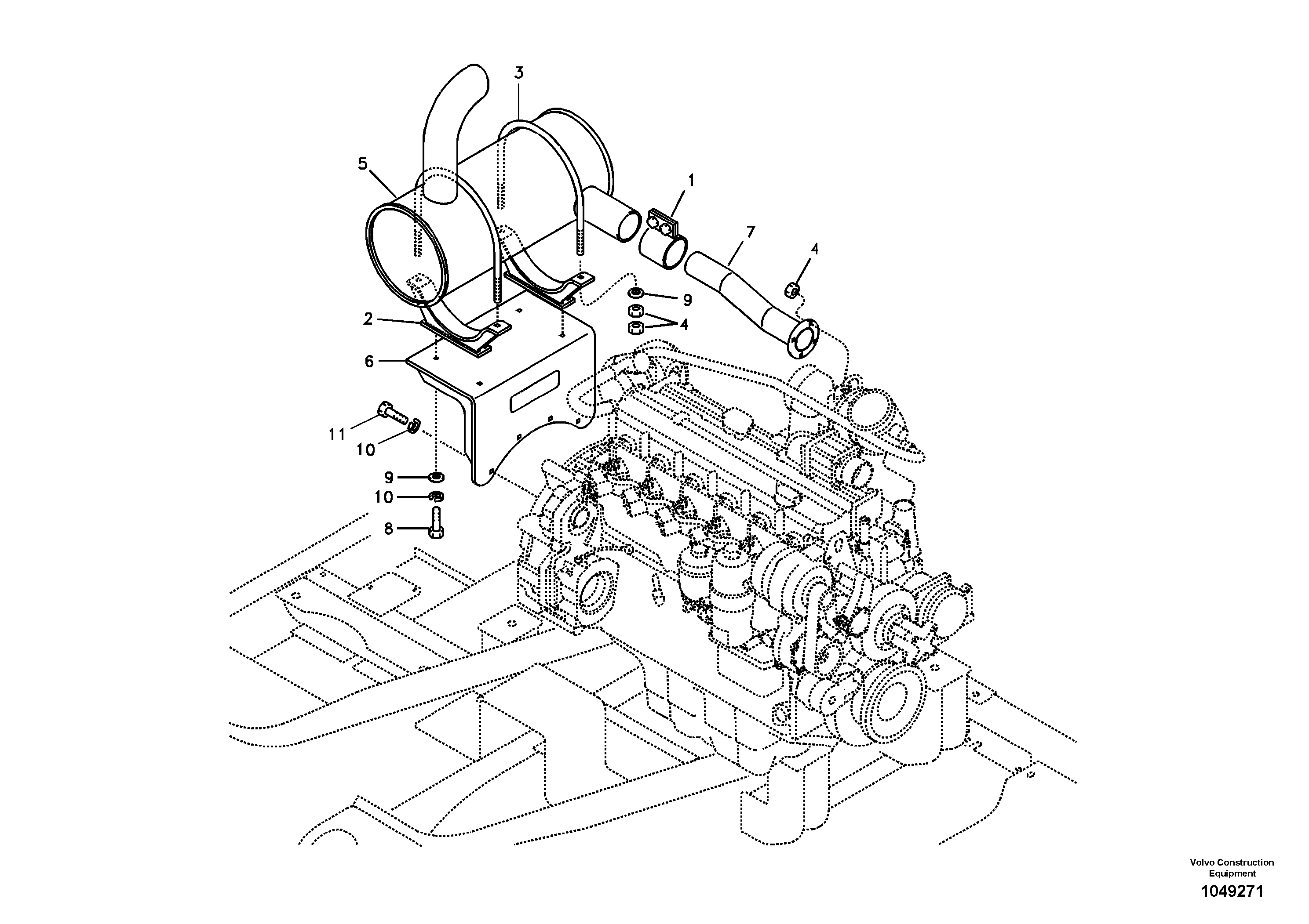 Схема запчастей Volvo EC180B - 49069 Выхлопная система EC180B PRIME S/N 12001-