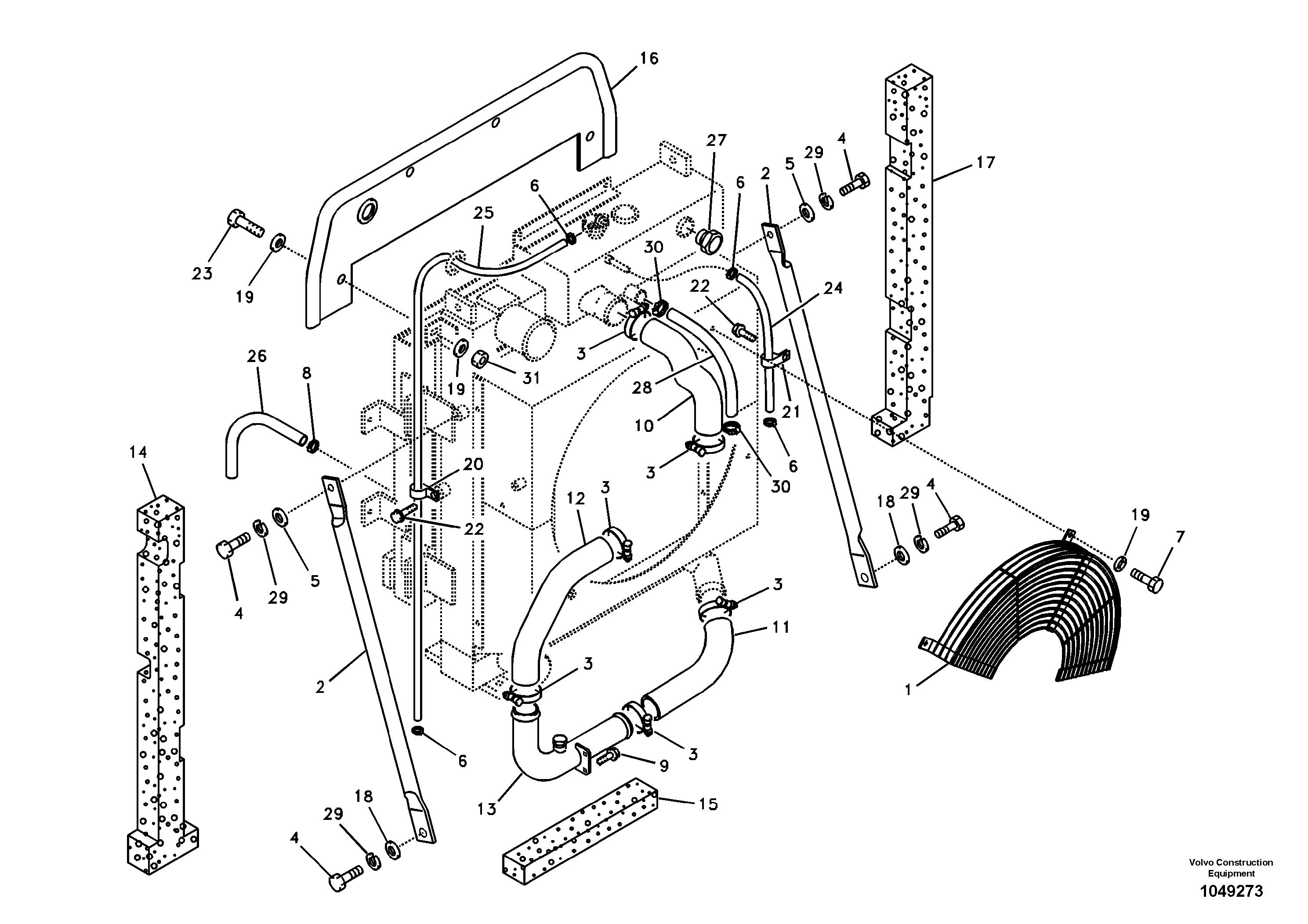 Схема запчастей Volvo EC180B - 49866 Система охлаждения EC180B PRIME S/N 12001-