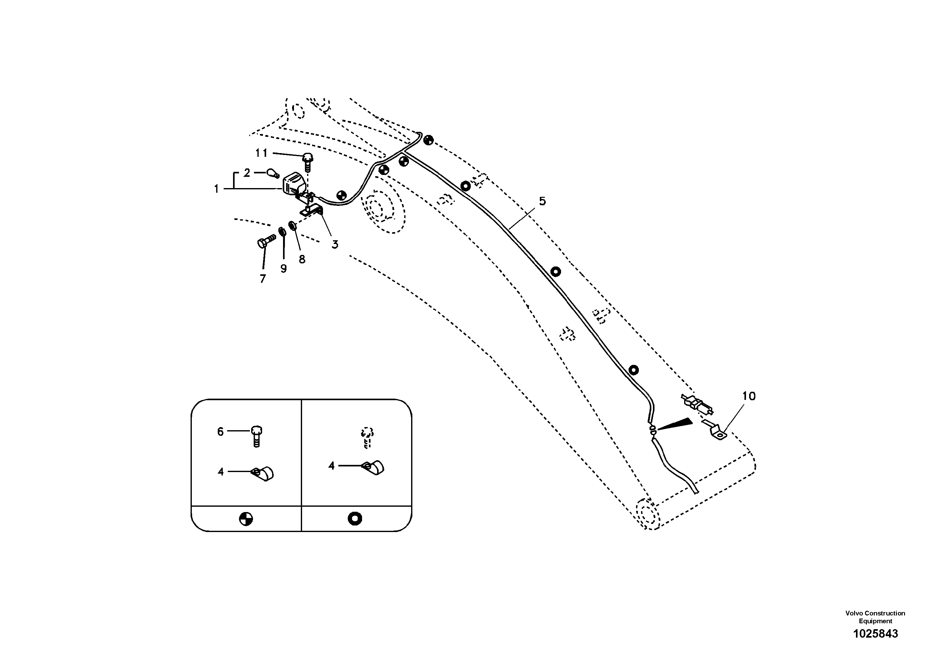 Схема запчастей Volvo EC180B - 48748 Working lamp on boom EC180B PRIME S/N 12001-
