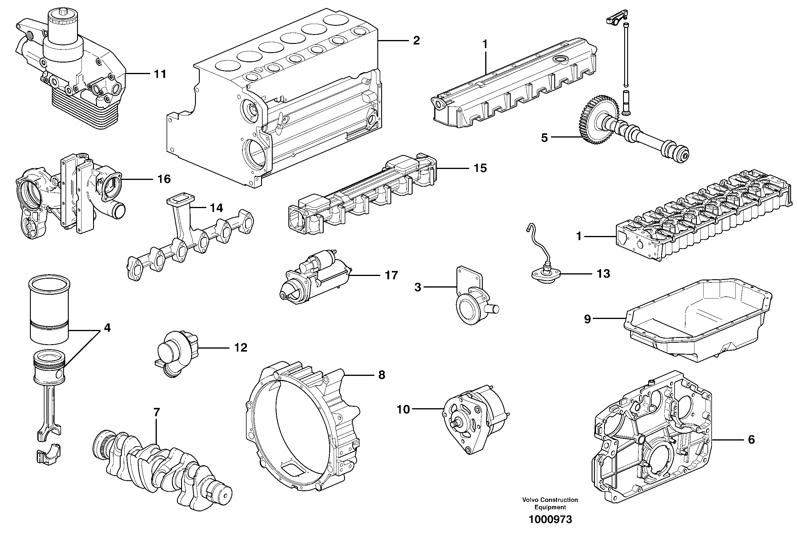 Схема запчастей Volvo EC180B - 6037 Двигатель в сборе EC180B