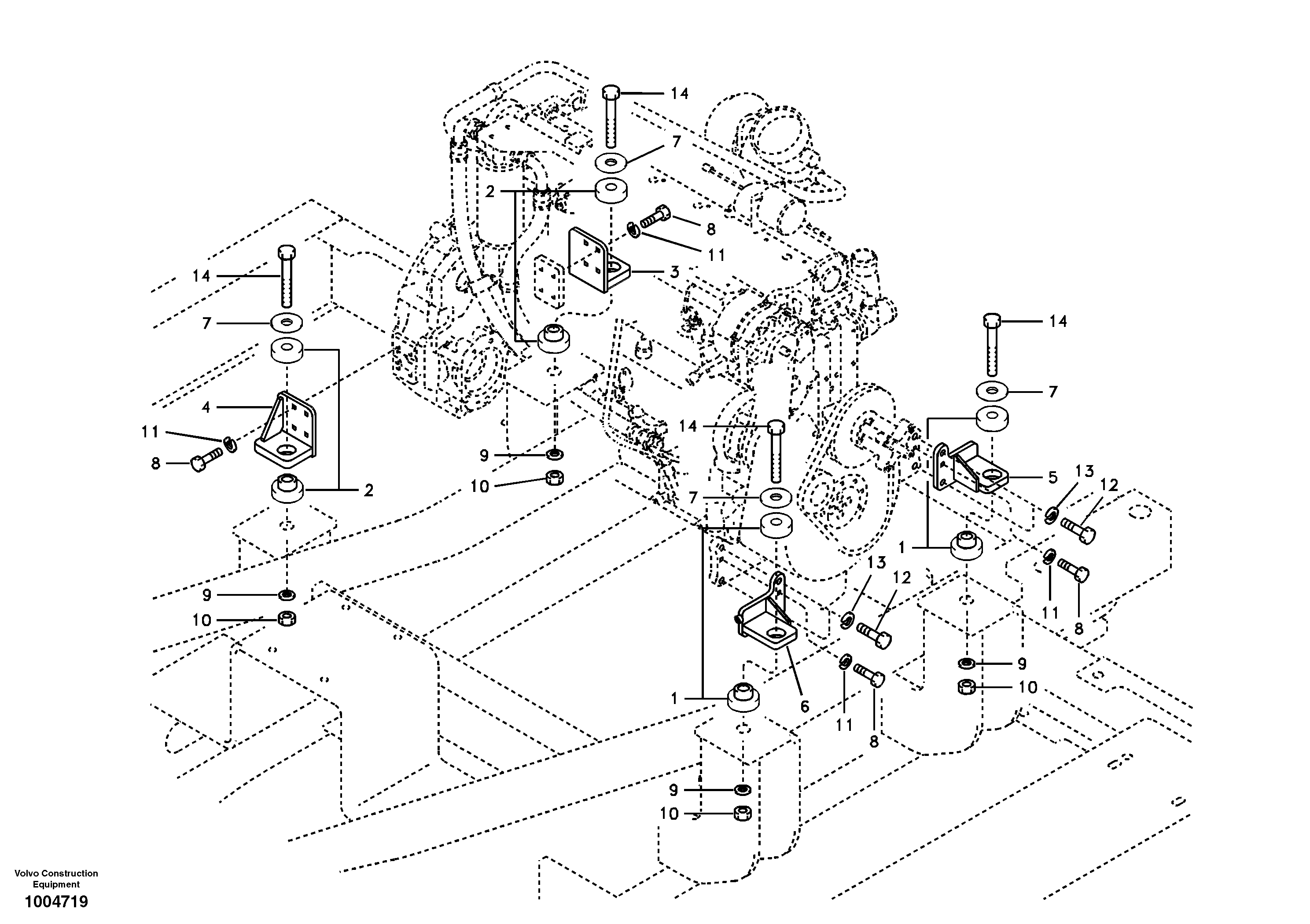 Схема запчастей Volvo EC180B - 6053 Engine mount EC180B