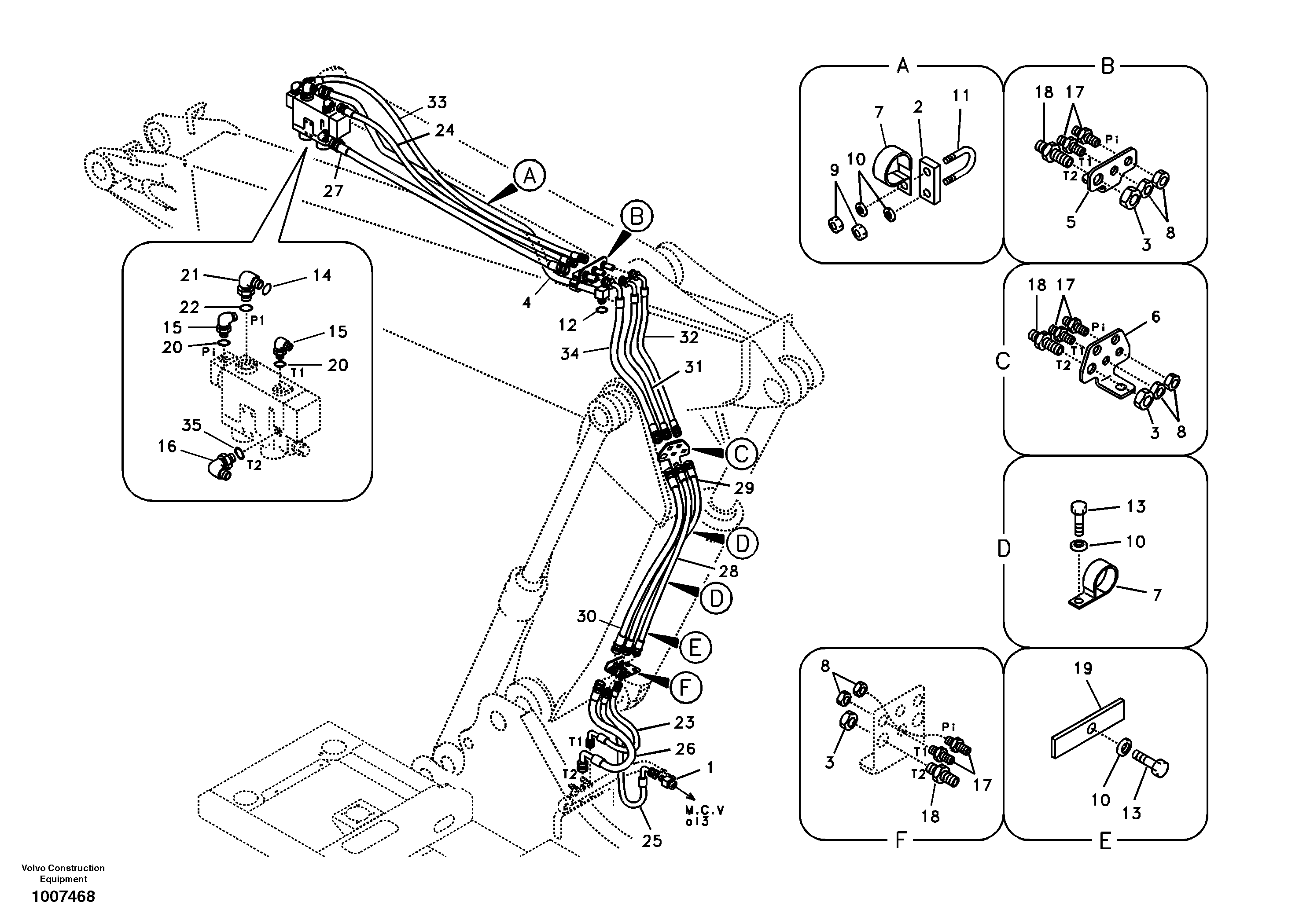 Схема запчастей Volvo EC180B - 55202 Working hydraulic, dipper arm rupture for adjustable boom EC180B PRIME S/N 12001-