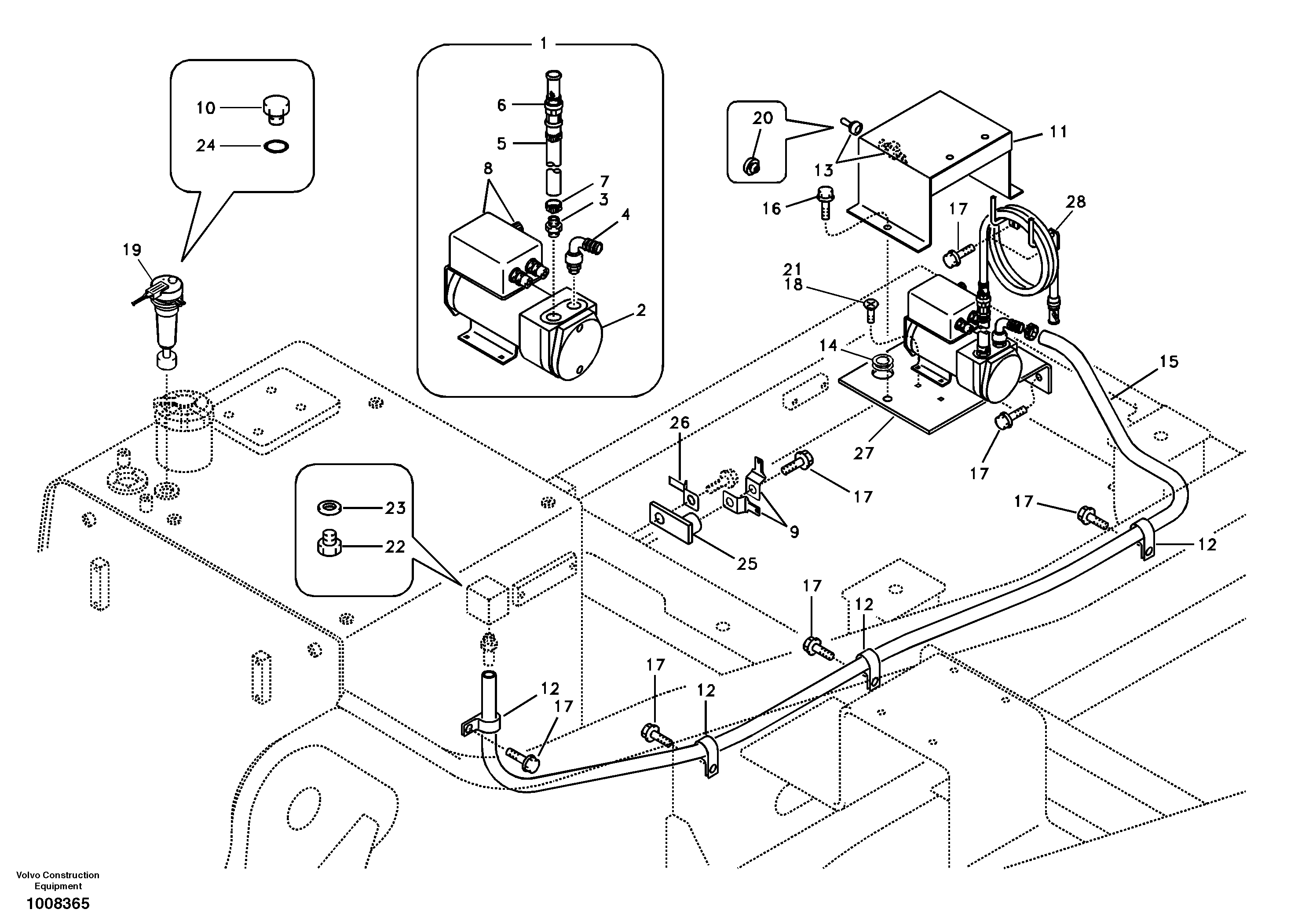 Схема запчастей Volvo EC180B - 98708 Fuel filling pump with assembling details EC180B