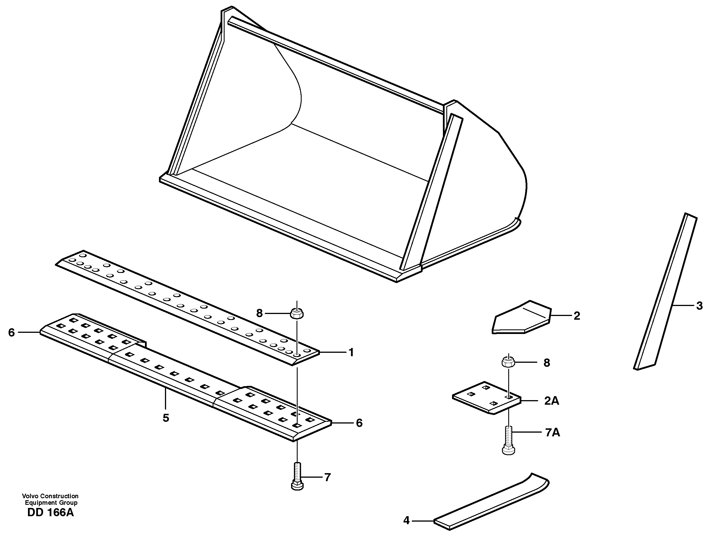 Схема запчастей Volvo EW200 - 20845 Light materials bucket ATTACHMENTS ATTACHMENTS BUCKETS