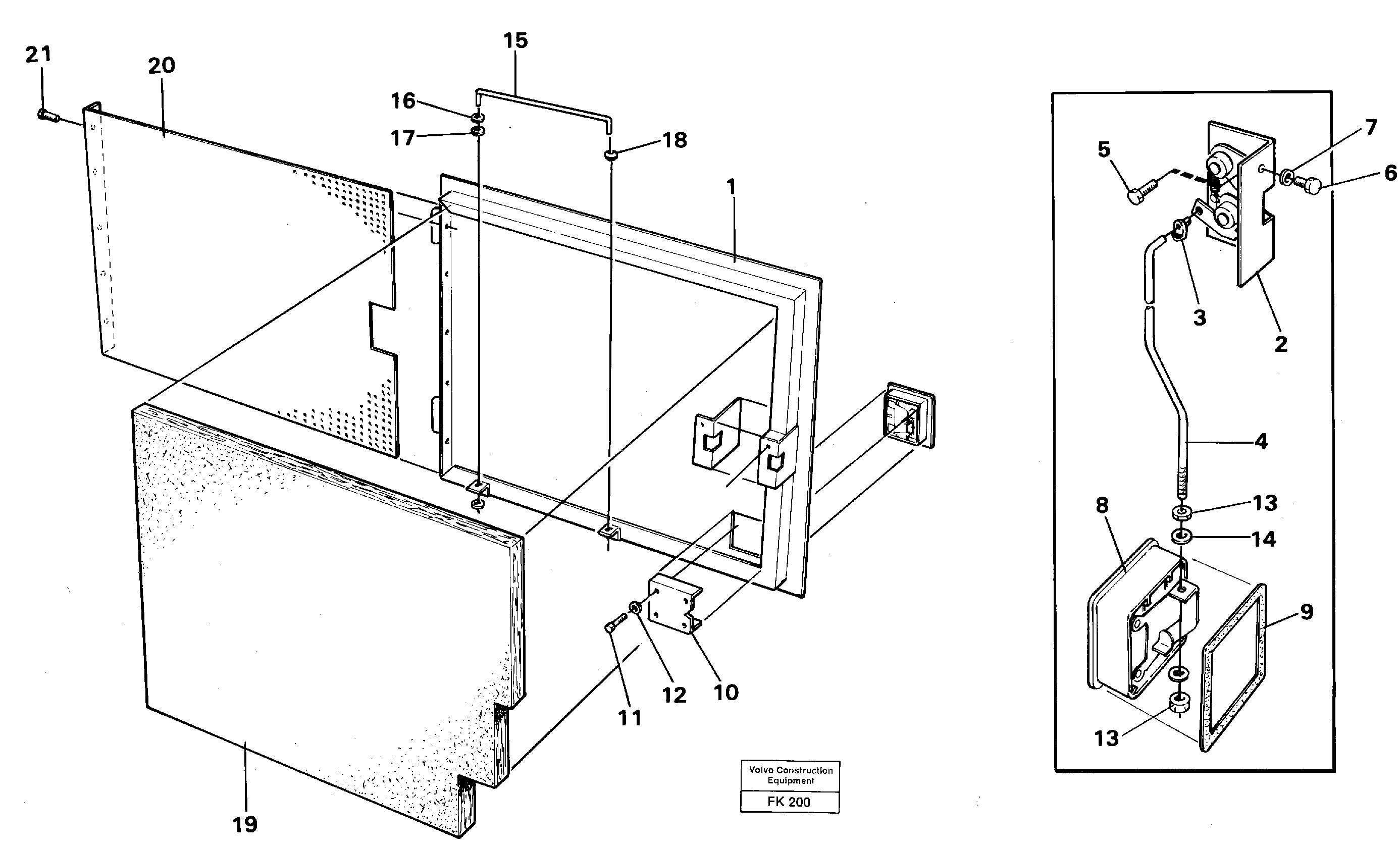 Схема запчастей Volvo EW200 - 42503 Door, engine, right EW200 ?KERMAN ?KERMAN EW200