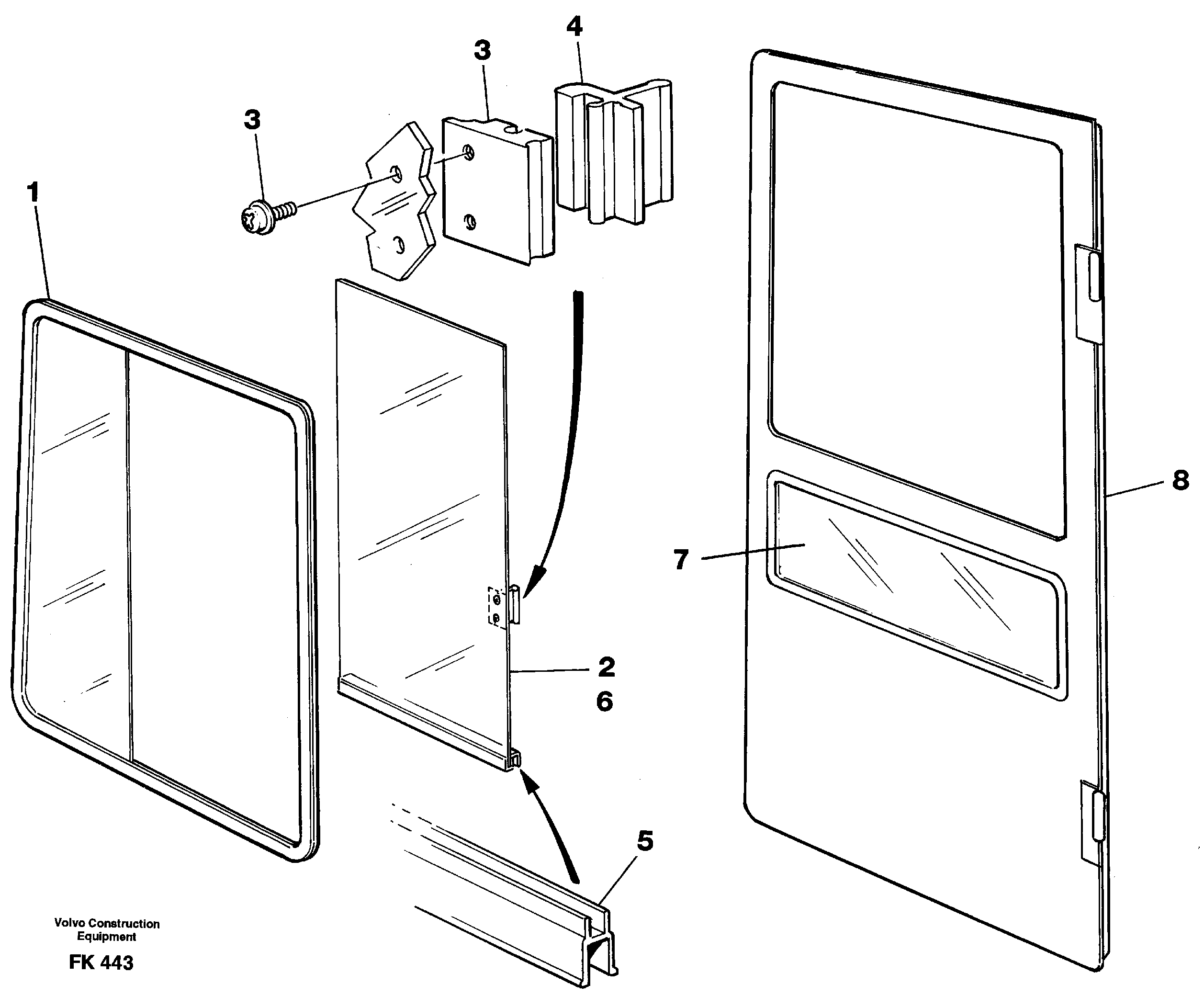 Схема запчастей Volvo EW200 - 18719 Sliding window EW200 ?KERMAN ?KERMAN EW200