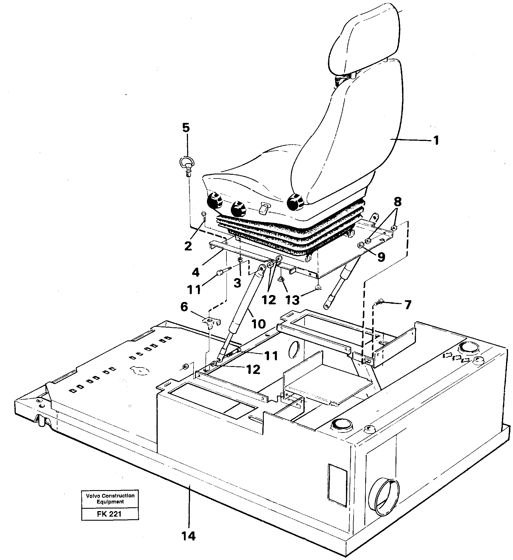 Схема запчастей Volvo EW200 - 42523 Operator seat with fitting parts EW200 ?KERMAN ?KERMAN EW200