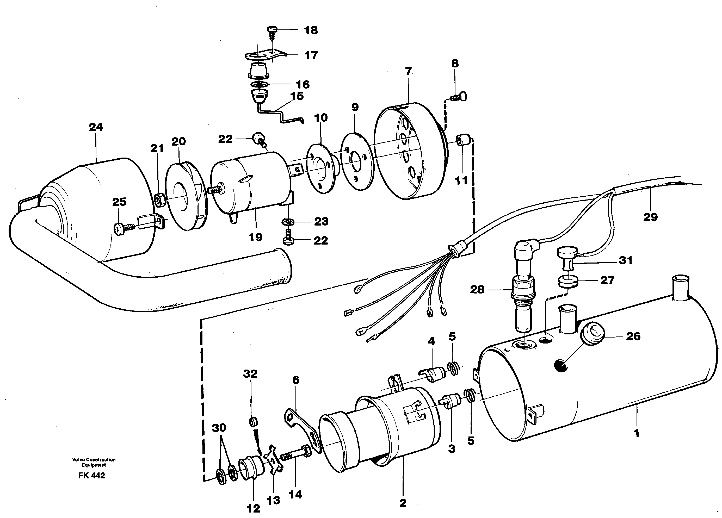 Схема запчастей Volvo EW200 - 12825 Heater, diesel EW200 ?KERMAN ?KERMAN EW200