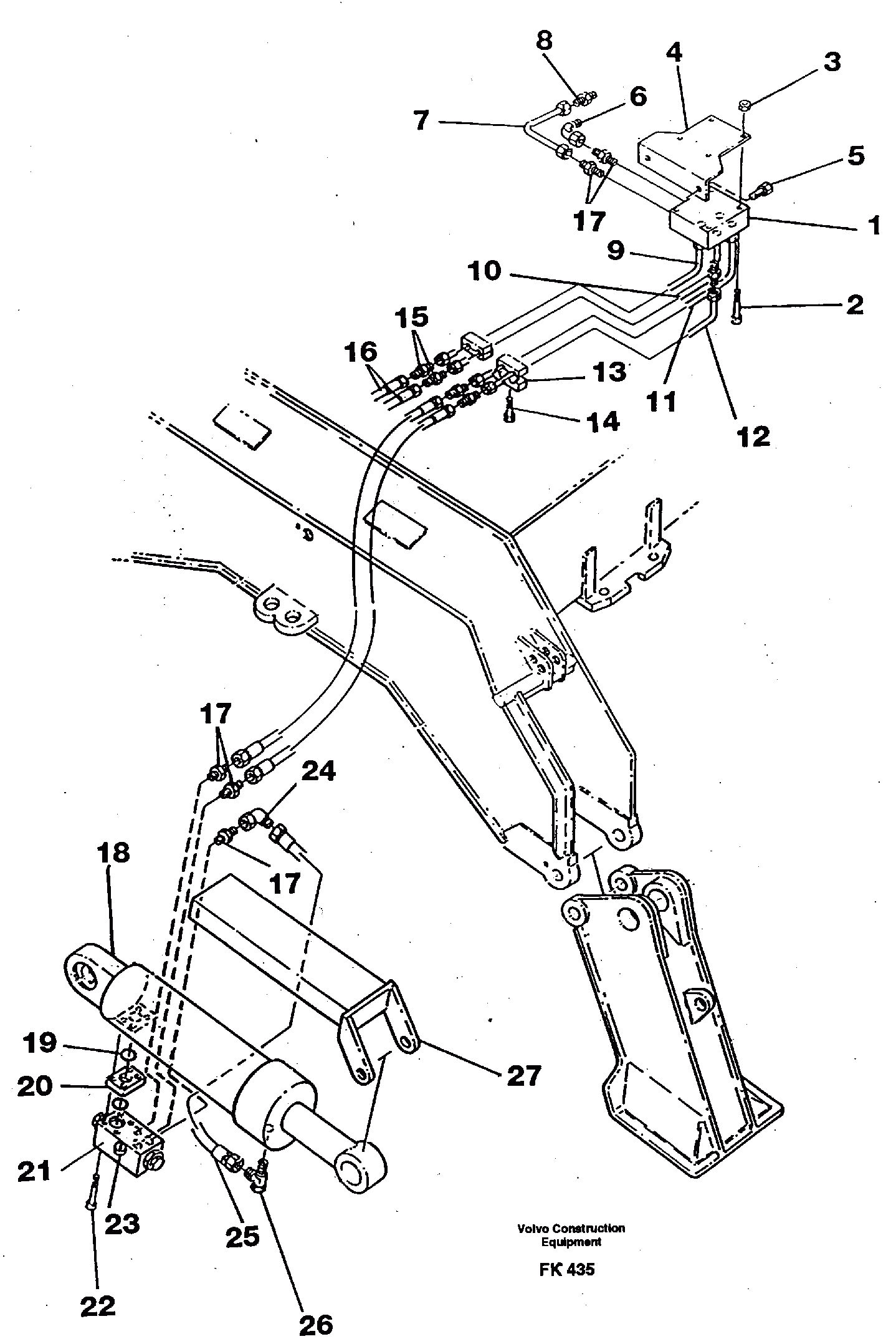 Схема запчастей Volvo EW200 - 50845 Hydraulic system, outriggers with fixed plates EW200 ?KERMAN ?KERMAN EW200