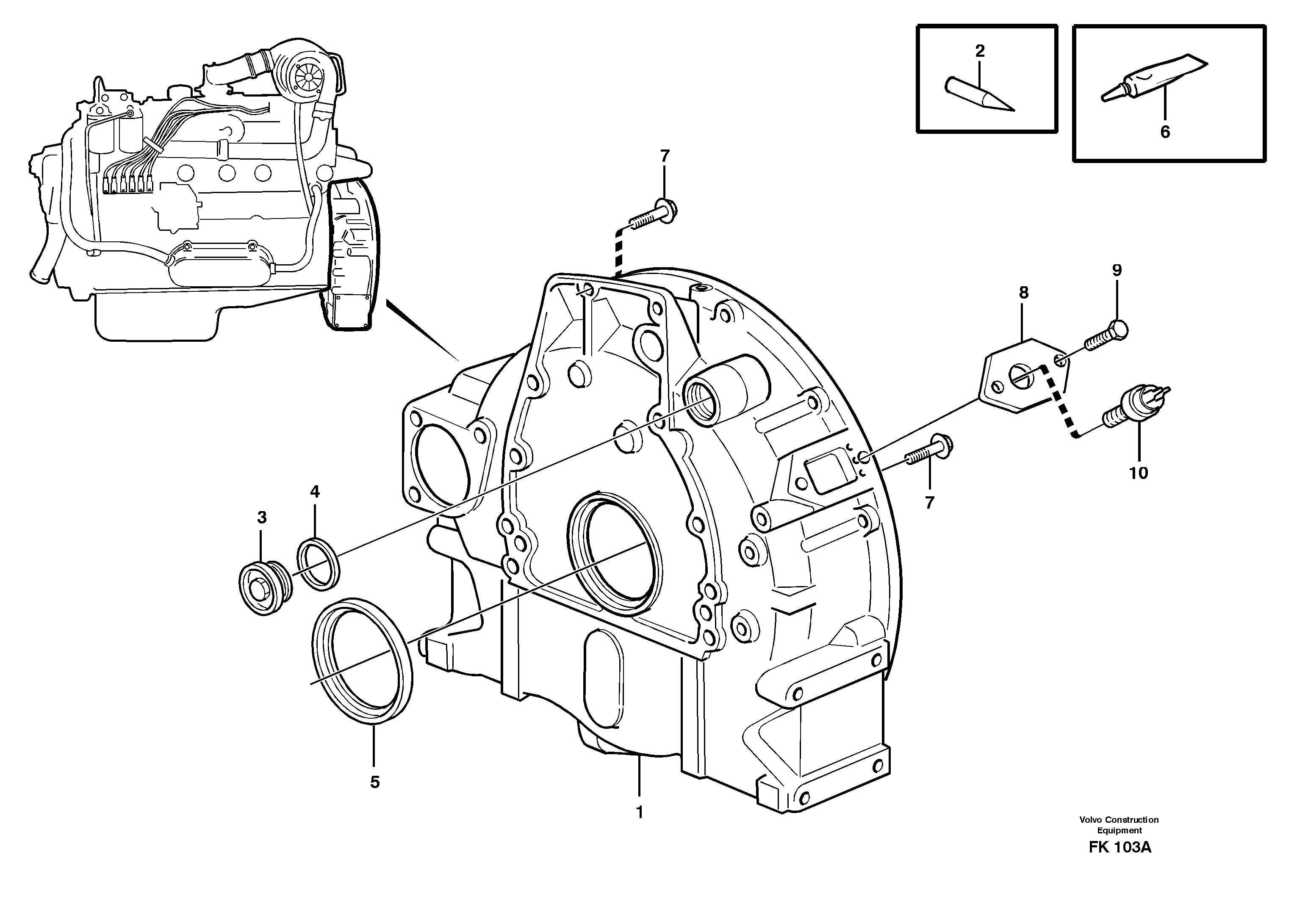 Схема запчастей Volvo EW200 - 10501 Картер маховика EW200 ?KERMAN ?KERMAN EW200