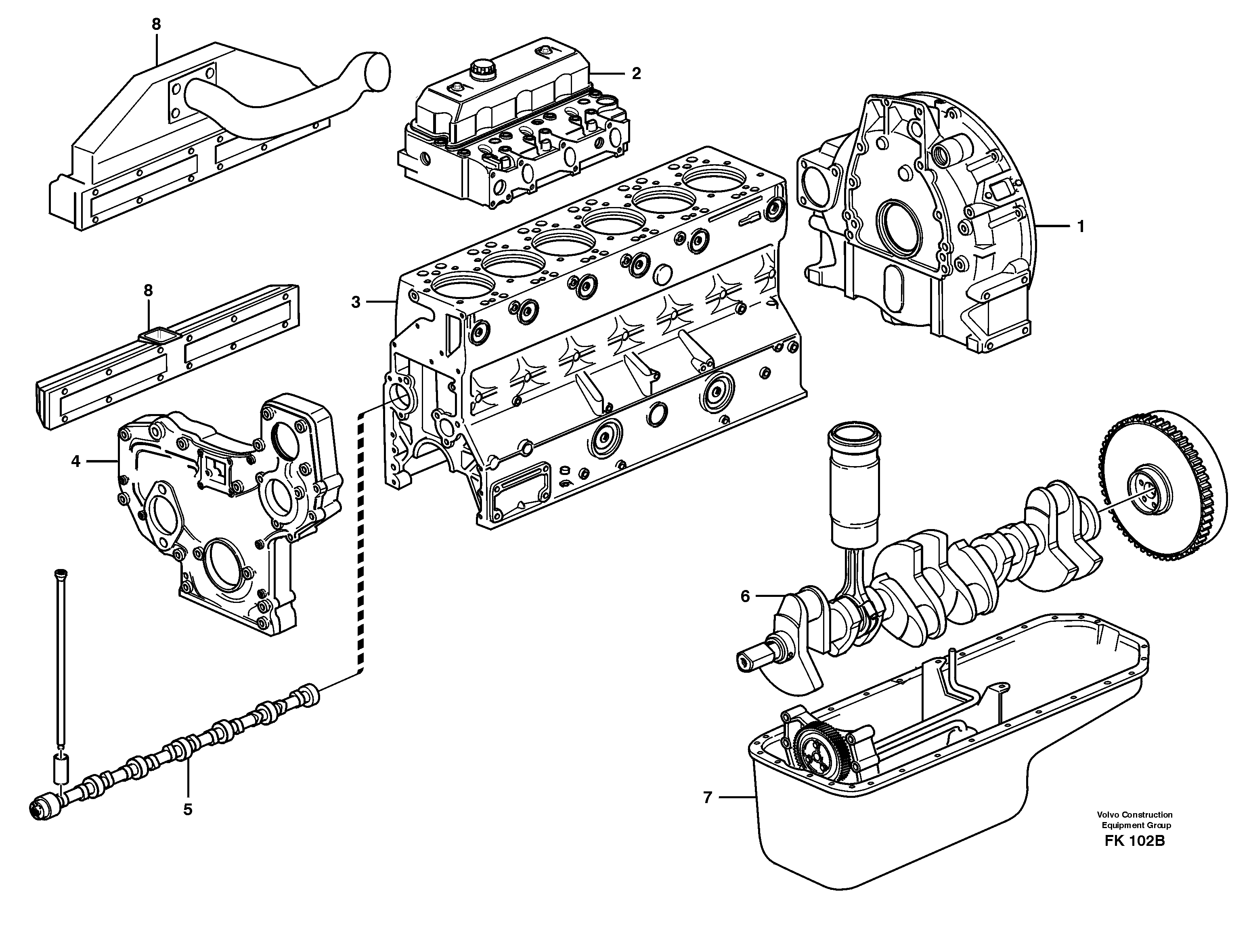 Схема запчастей Volvo EW200 - 77607 Двигатель в сборе EW200 ?KERMAN ?KERMAN EW200