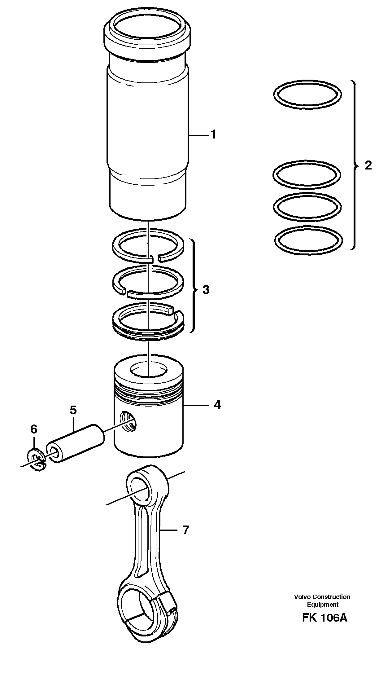 Схема запчастей Volvo EW200 - 10506 Cylinder liner and piston EW200 ?KERMAN ?KERMAN EW200