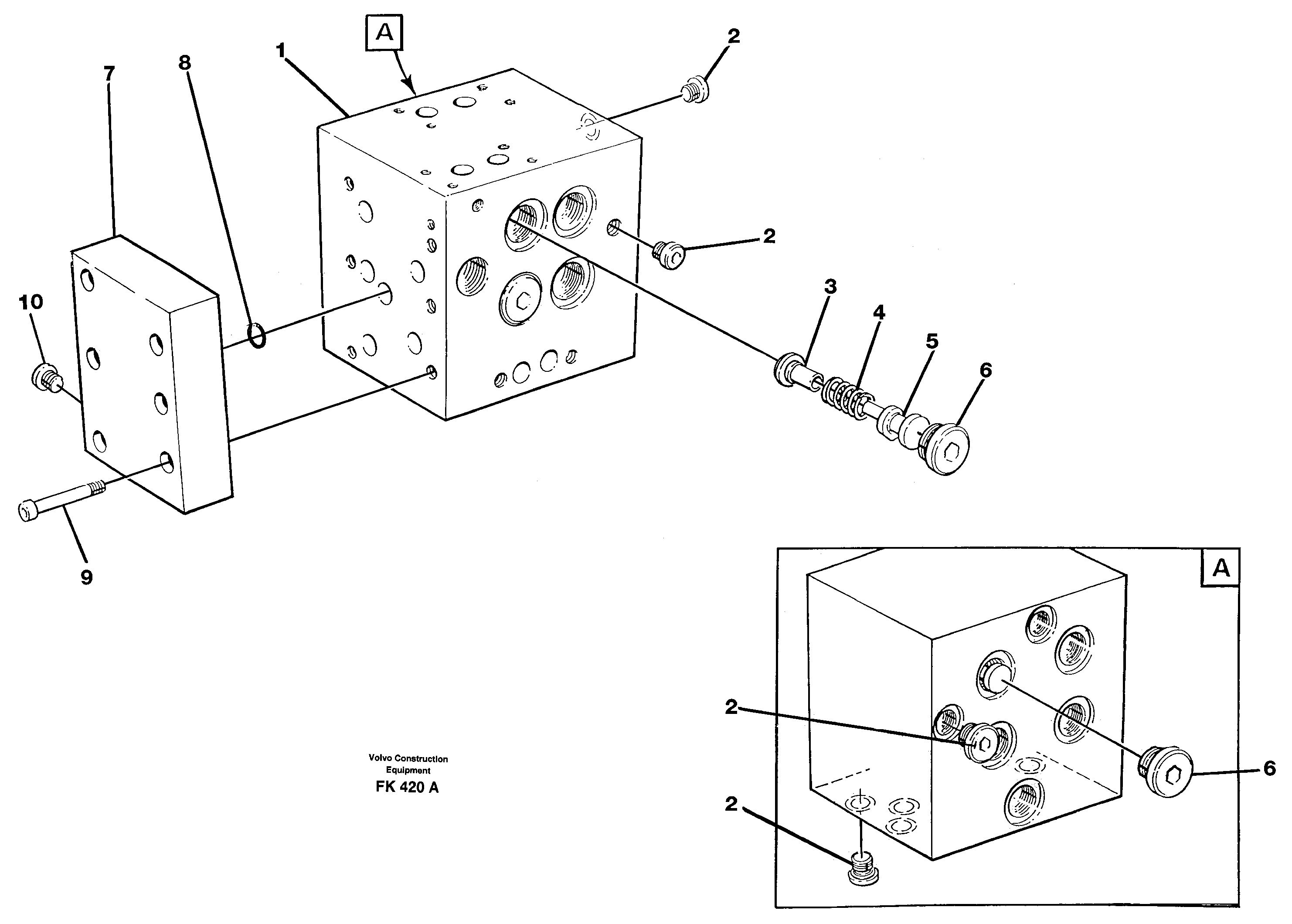 Схема запчастей Volvo EW200 - 6973 Slew valve assembly block EW200 ?KERMAN ?KERMAN EW200