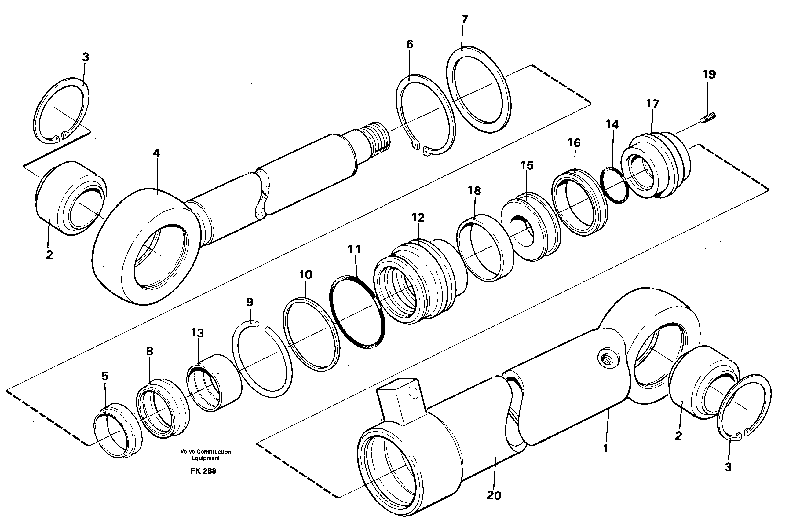 Схема запчастей Volvo EW200 - 51922 Hydraulic cylinder, slope bucket EW200 ?KERMAN ?KERMAN EW200