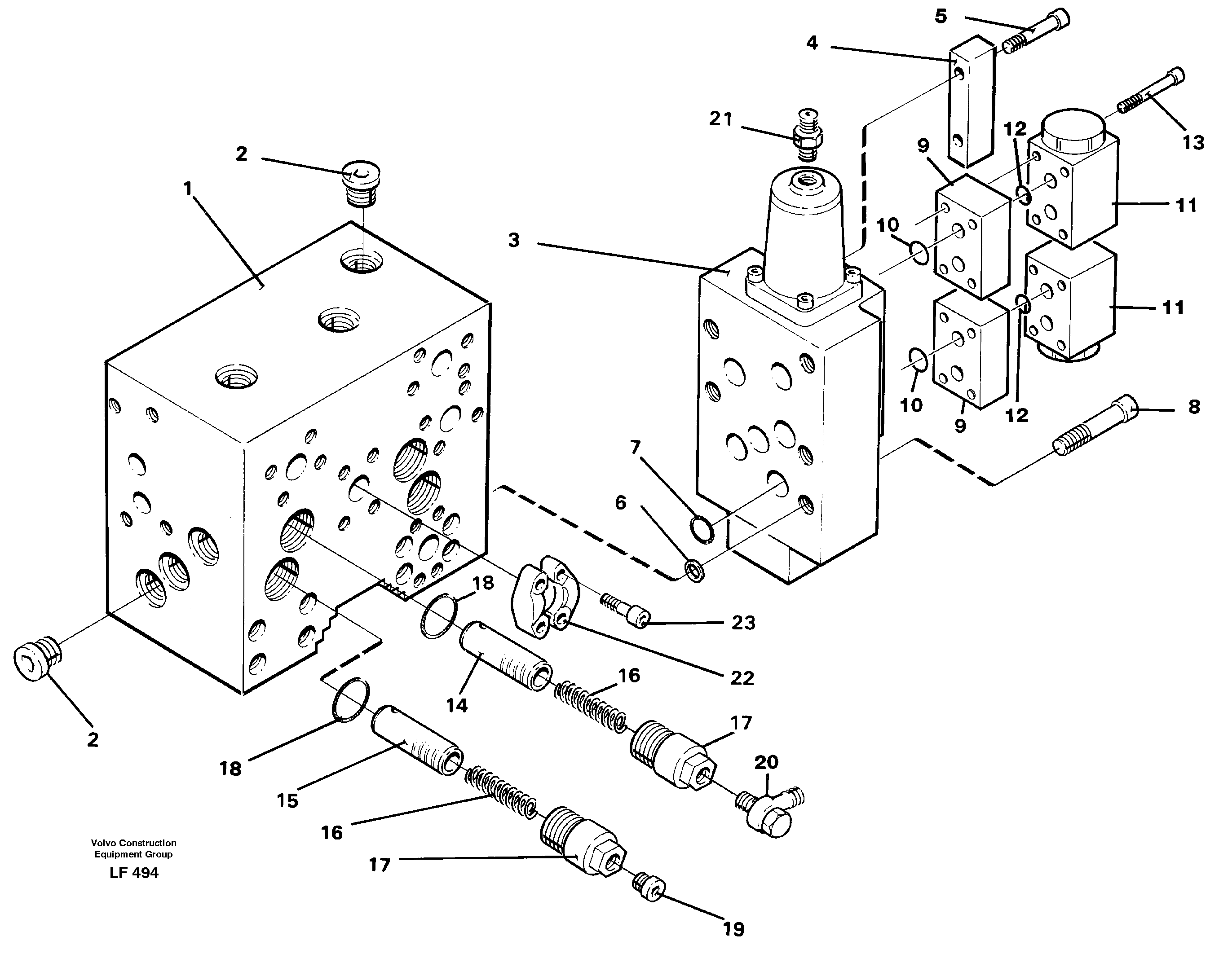Схема запчастей Volvo EW200 - 39581 Control block, hammer and shears EW200 SER NO 3175-