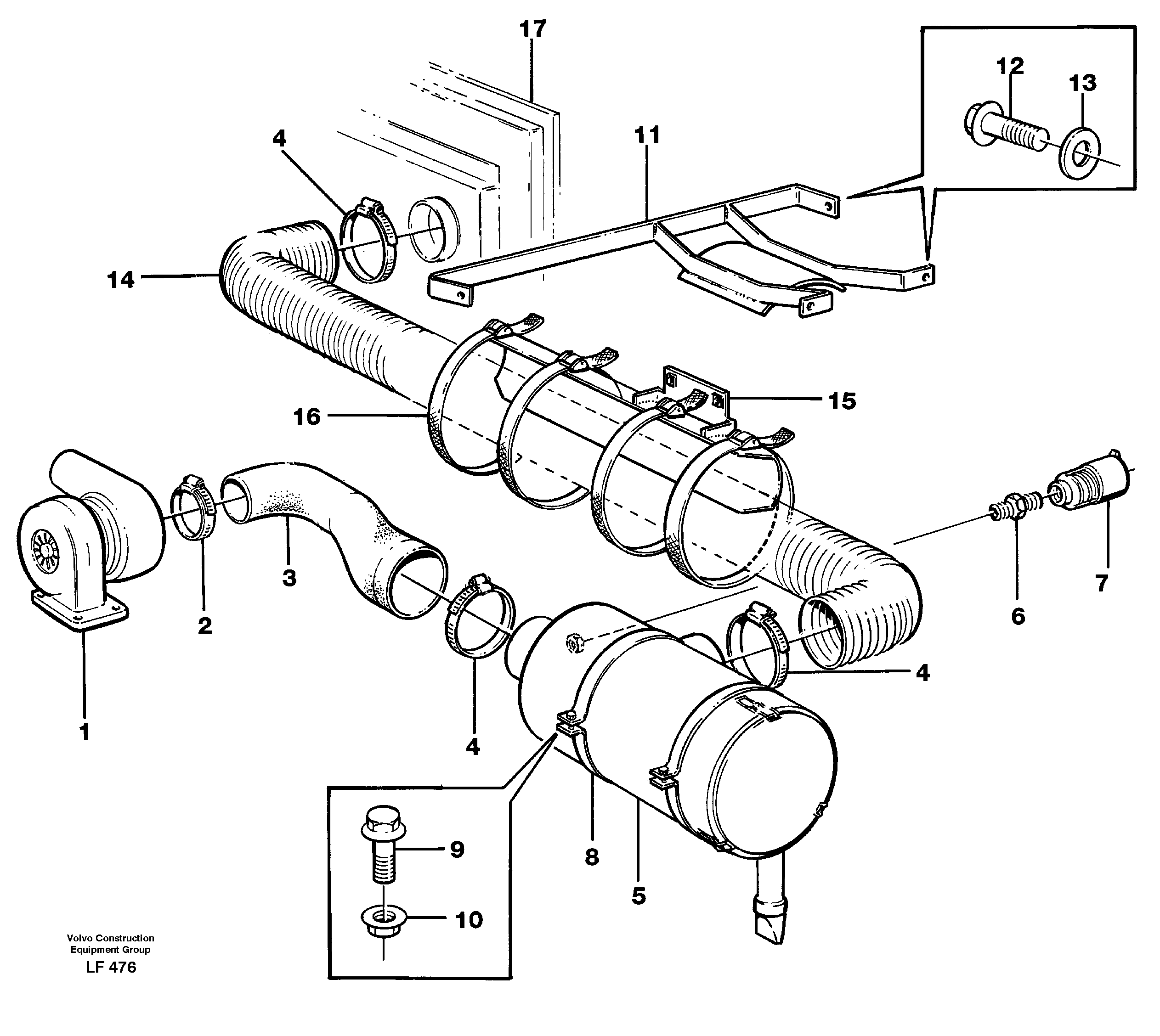 Схема запчастей Volvo EW200 - 84130 Система впуска EW200 SER NO 3175-