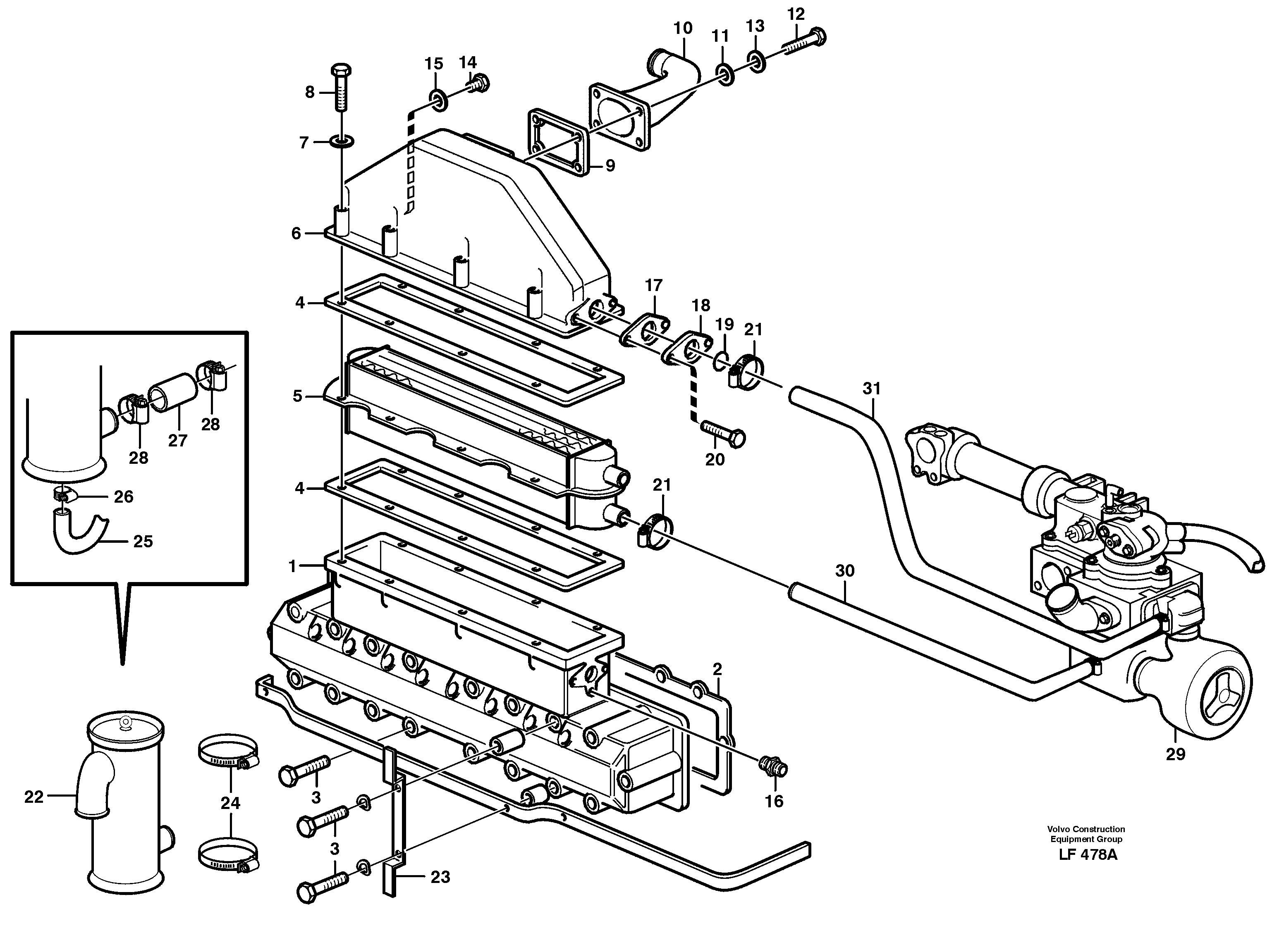 Схема запчастей Volvo EW200 - 85477 Intercooler EW200 SER NO 3175-