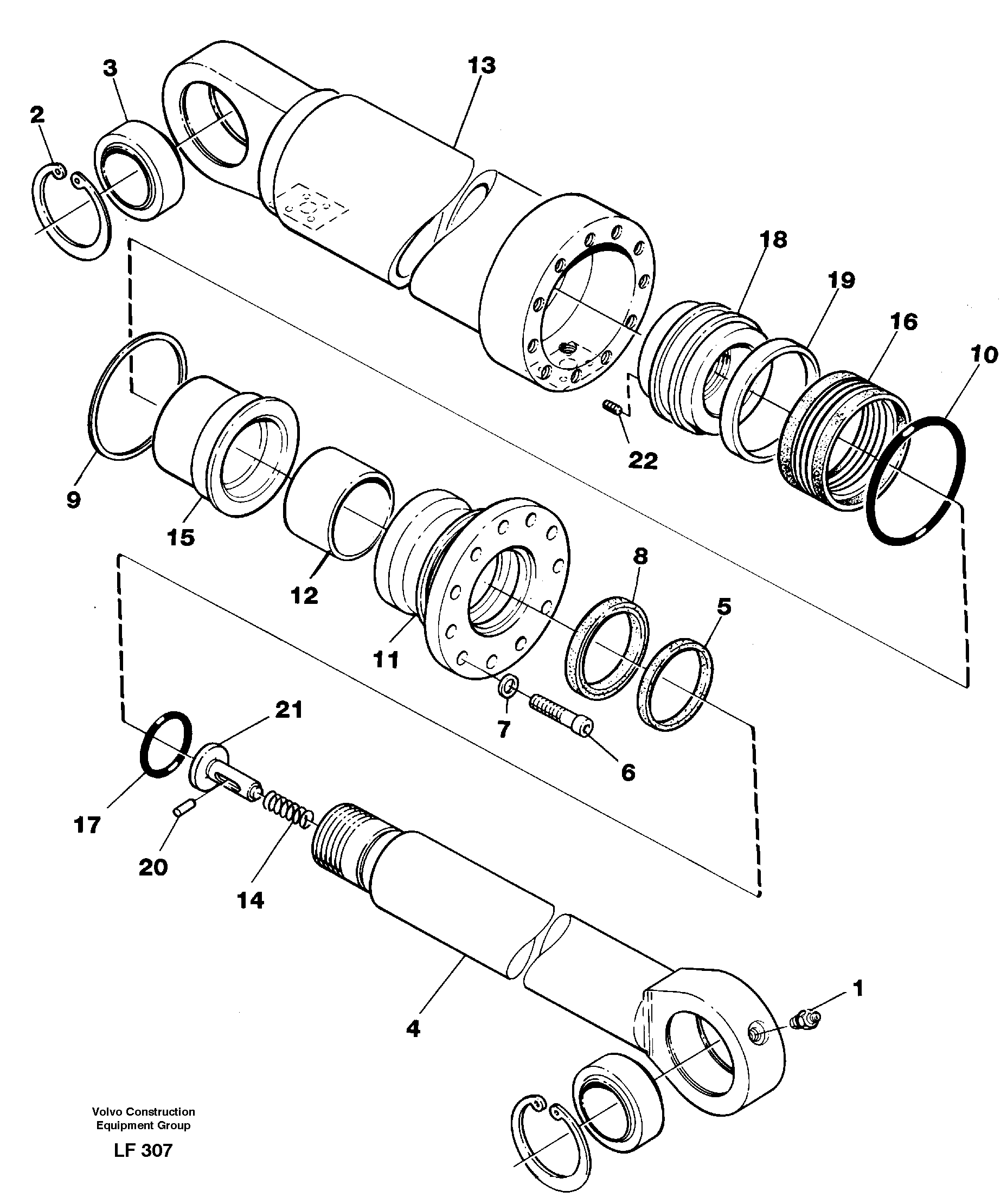 Схема запчастей Volvo EW200 - 39596 Hydraulic cylinder, stabilisor EW200 SER NO 3175-