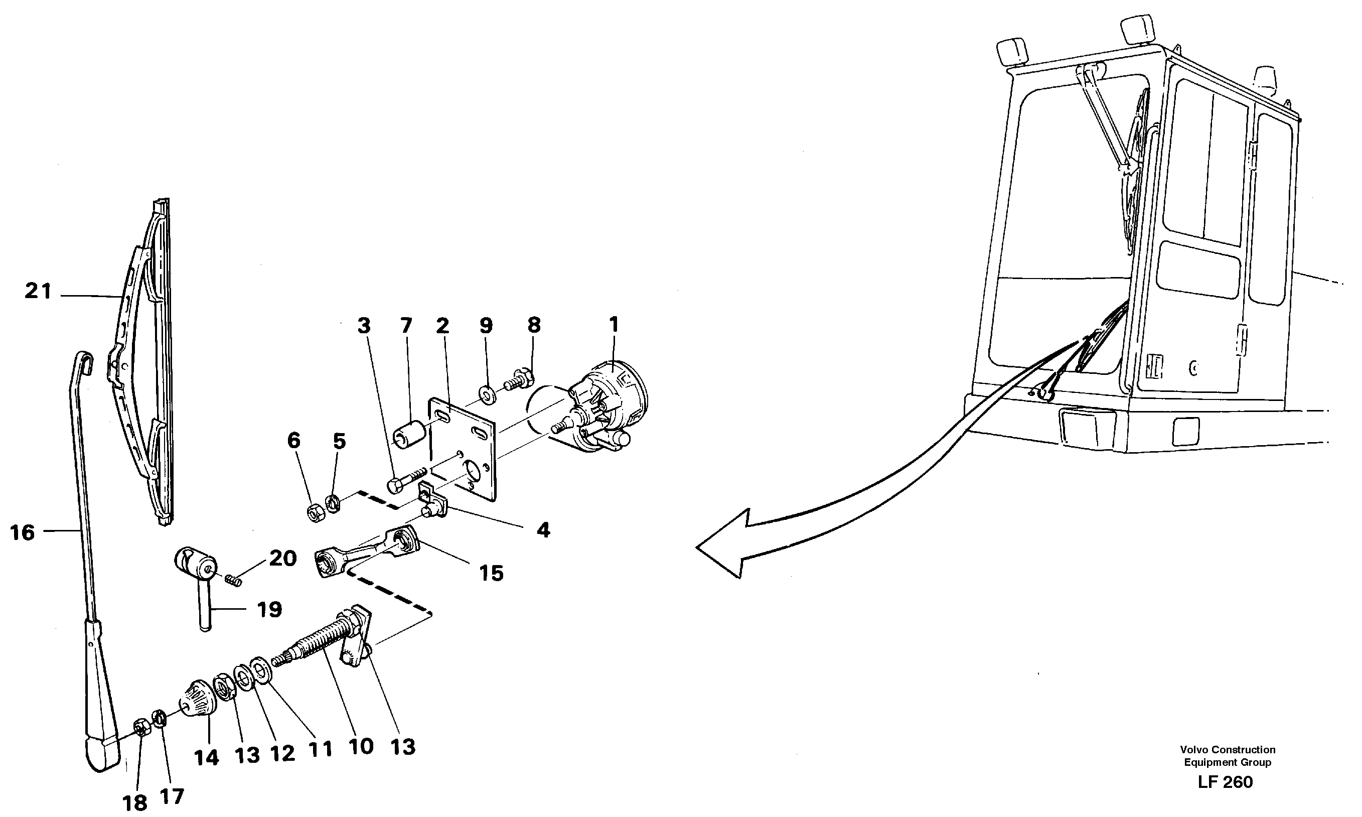 Схема запчастей Volvo EW200 - 17496 Windscreen wiper, lower EW200 SER NO 3175-
