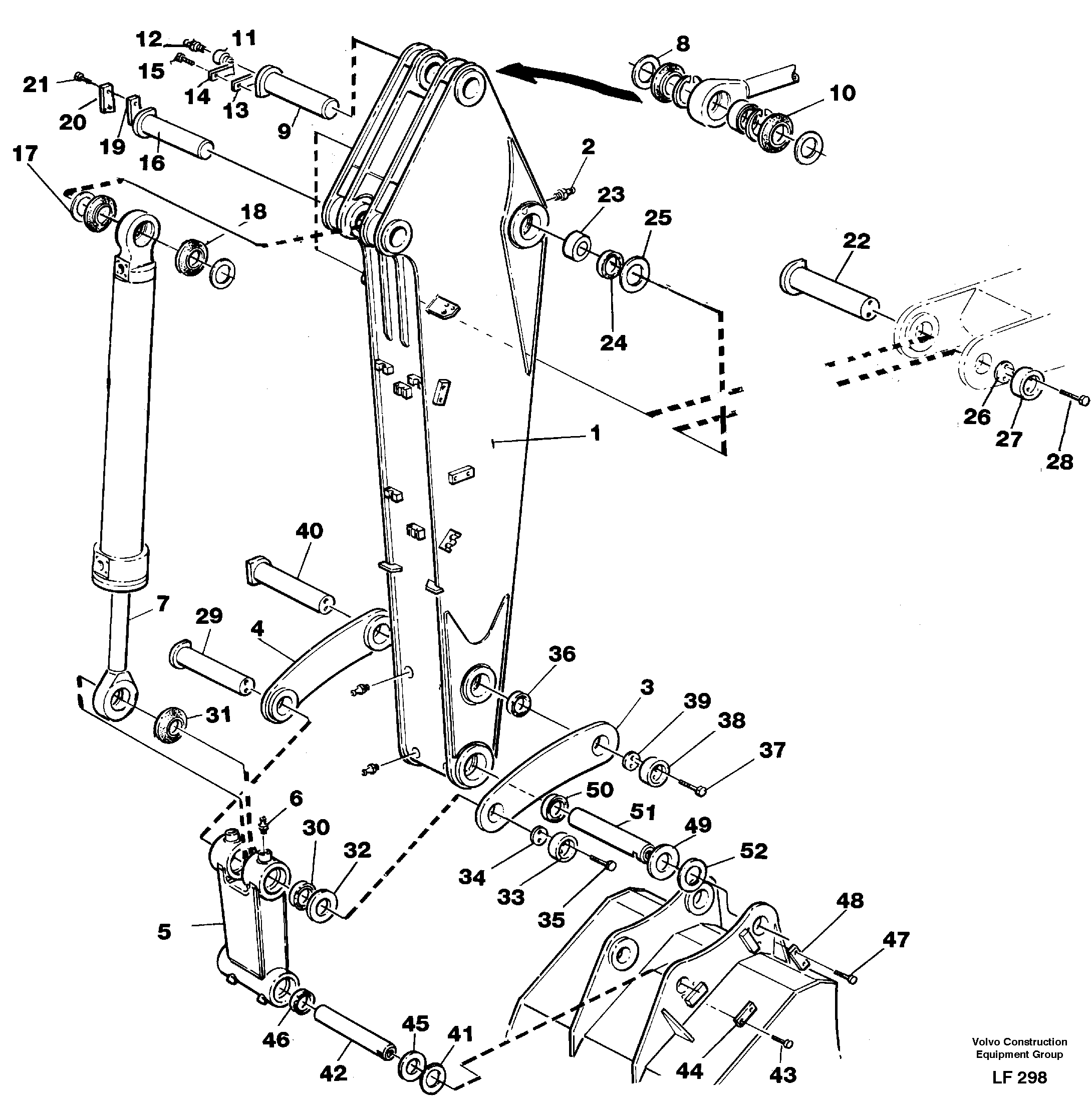 Схема запчастей Volvo EW200 - 39602 Backhoe dipper arm 2.4m EW200 SER NO 3175-