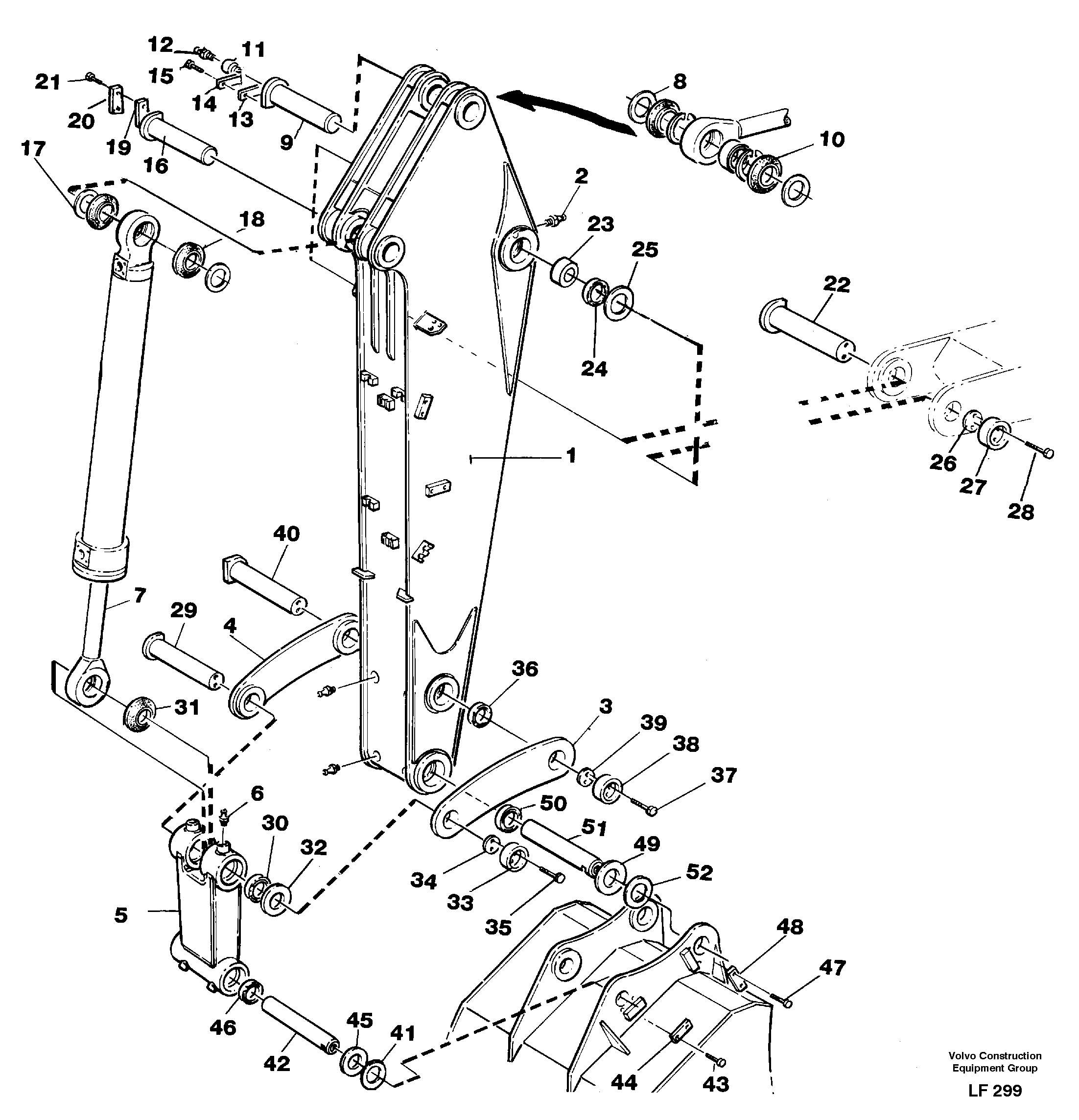 Схема запчастей Volvo EW200 - 39603 Backhoe dipper arm 2.8m EW200 SER NO 3175-