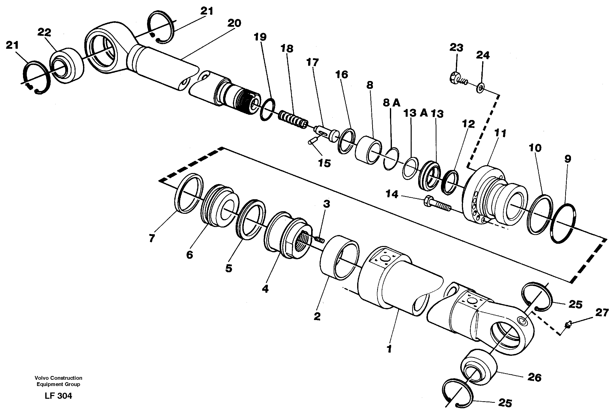 Схема запчастей Volvo EW200 - 39605 Цилиндр ковша EW200 SER NO 3175-