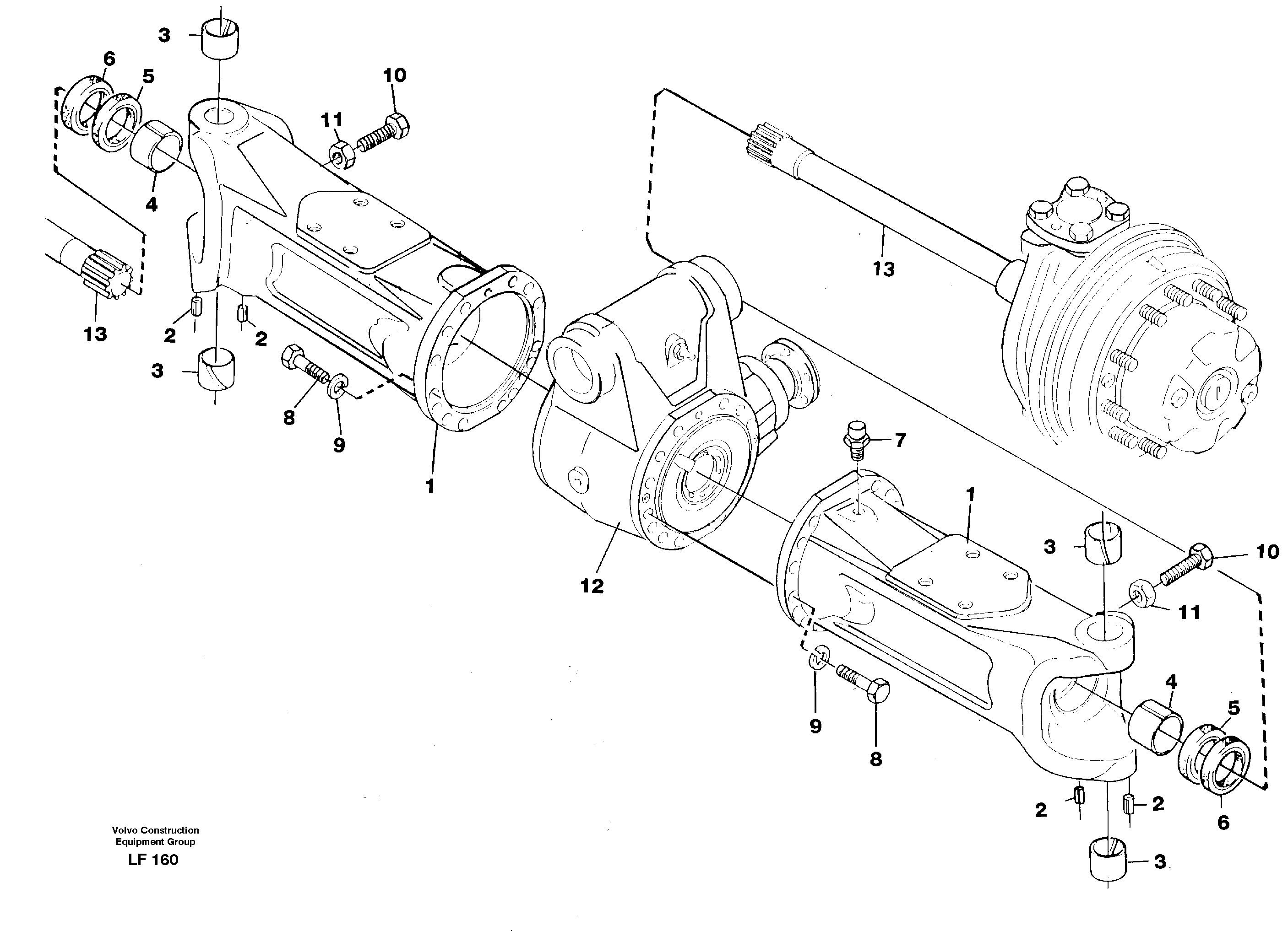 Схема запчастей Volvo EW200 - 29177 Axle beam EW200 SER NO 3175-