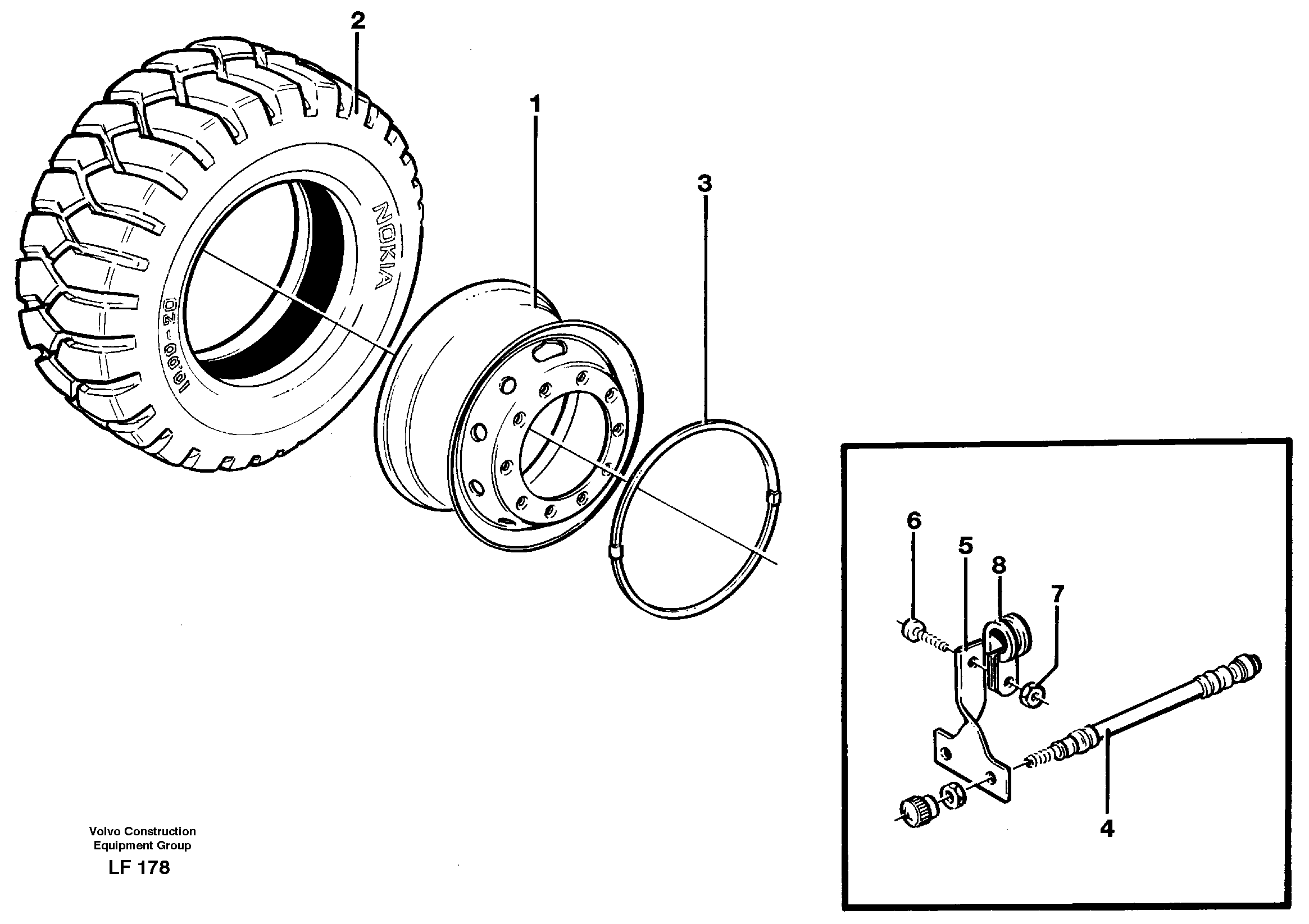 Схема запчастей Volvo EW200 - 57093 Wheel equipment EW200 SER NO 3175-