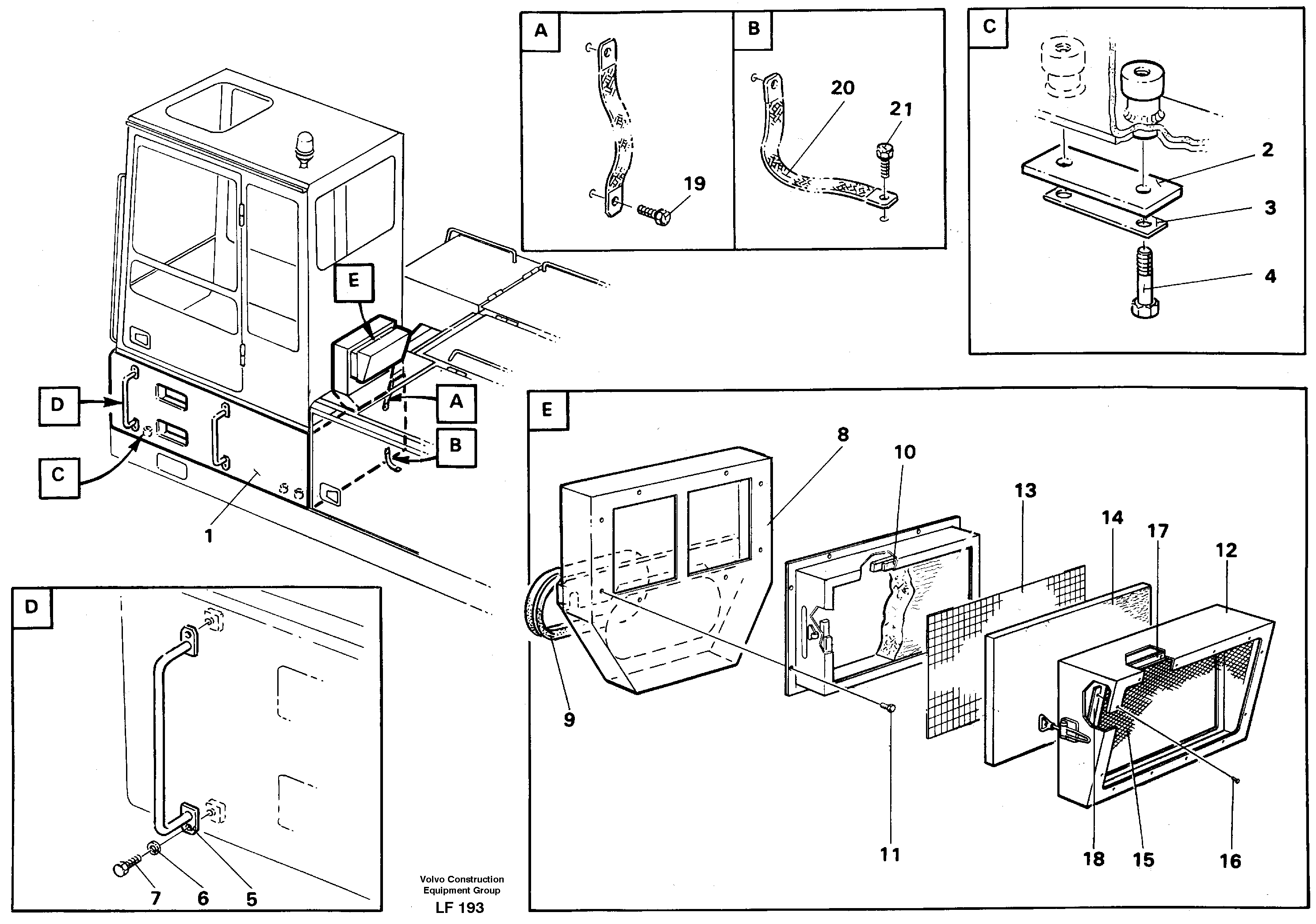 Схема запчастей Volvo EW200 - 35048 Cab elevation on superstructure, 600 mm EW200 SER NO 3175-