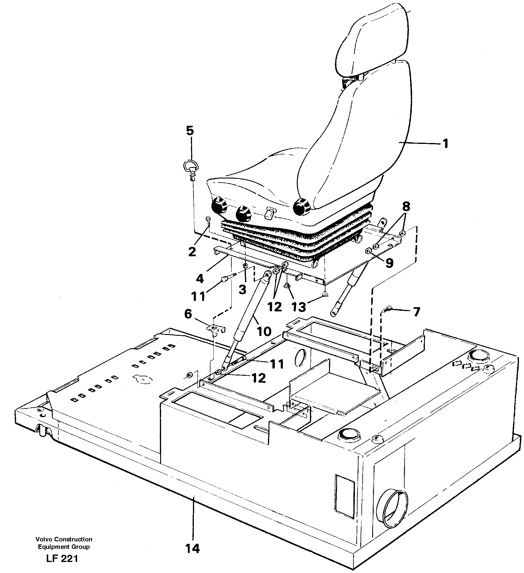 Схема запчастей Volvo EW200 - 34148 Operator seat with fitting parts EW200 SER NO 3175-