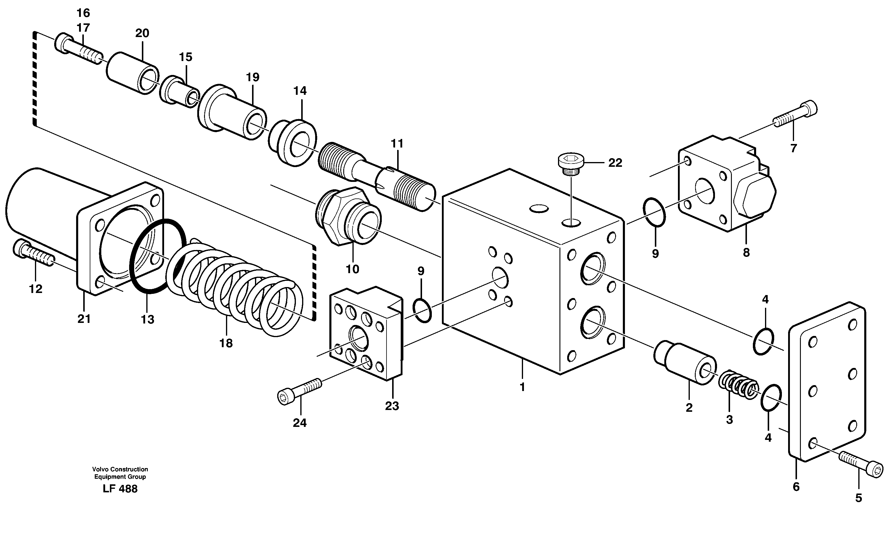 Схема запчастей Volvo EW200 - 106728 Hose rupture valve, dipper arm EW200 SER NO 3175-