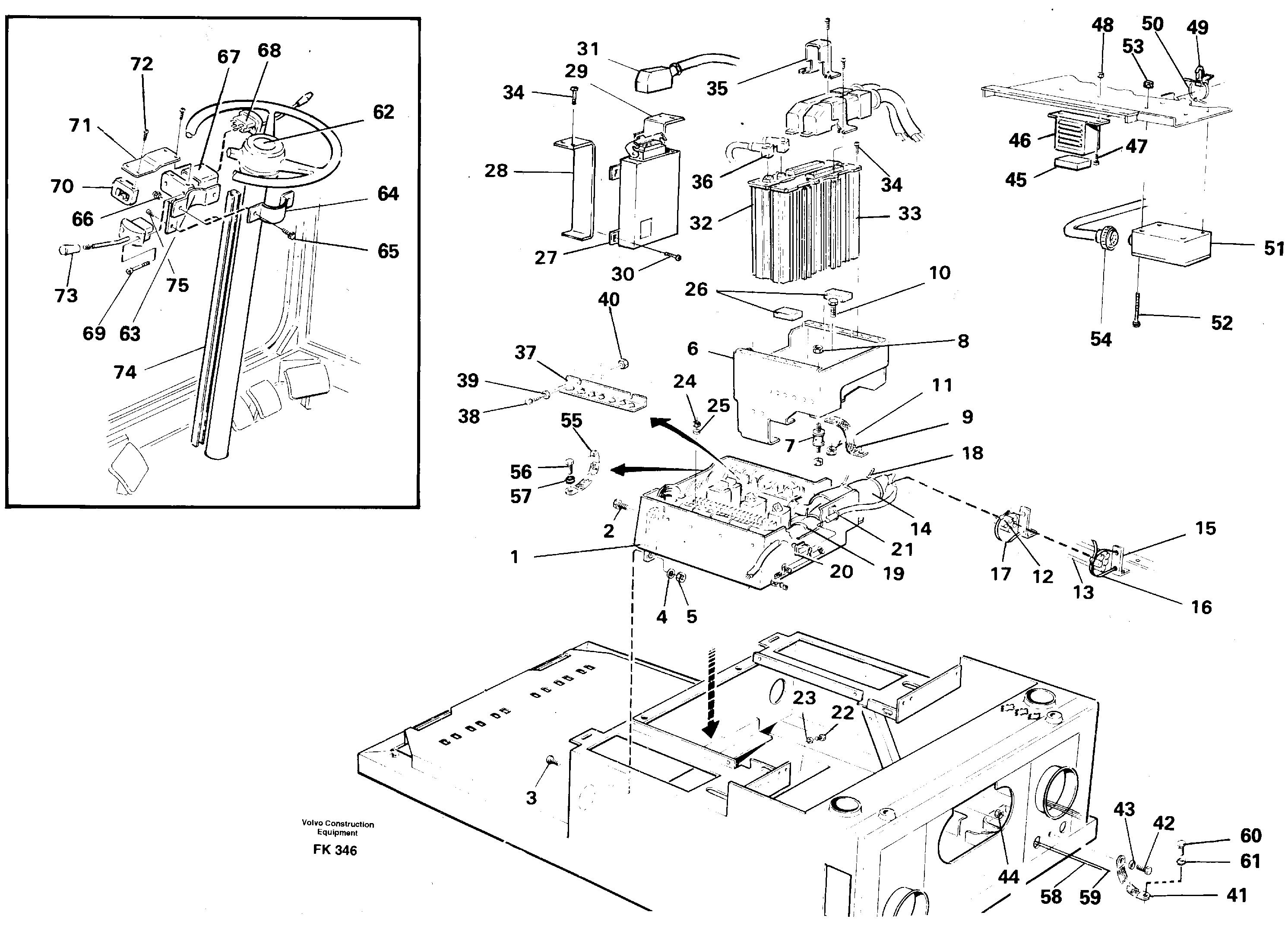 Схема запчастей Volvo EW200 - 42864 Electric installation on drivers seat EW200 ?KERMAN ?KERMAN EW200