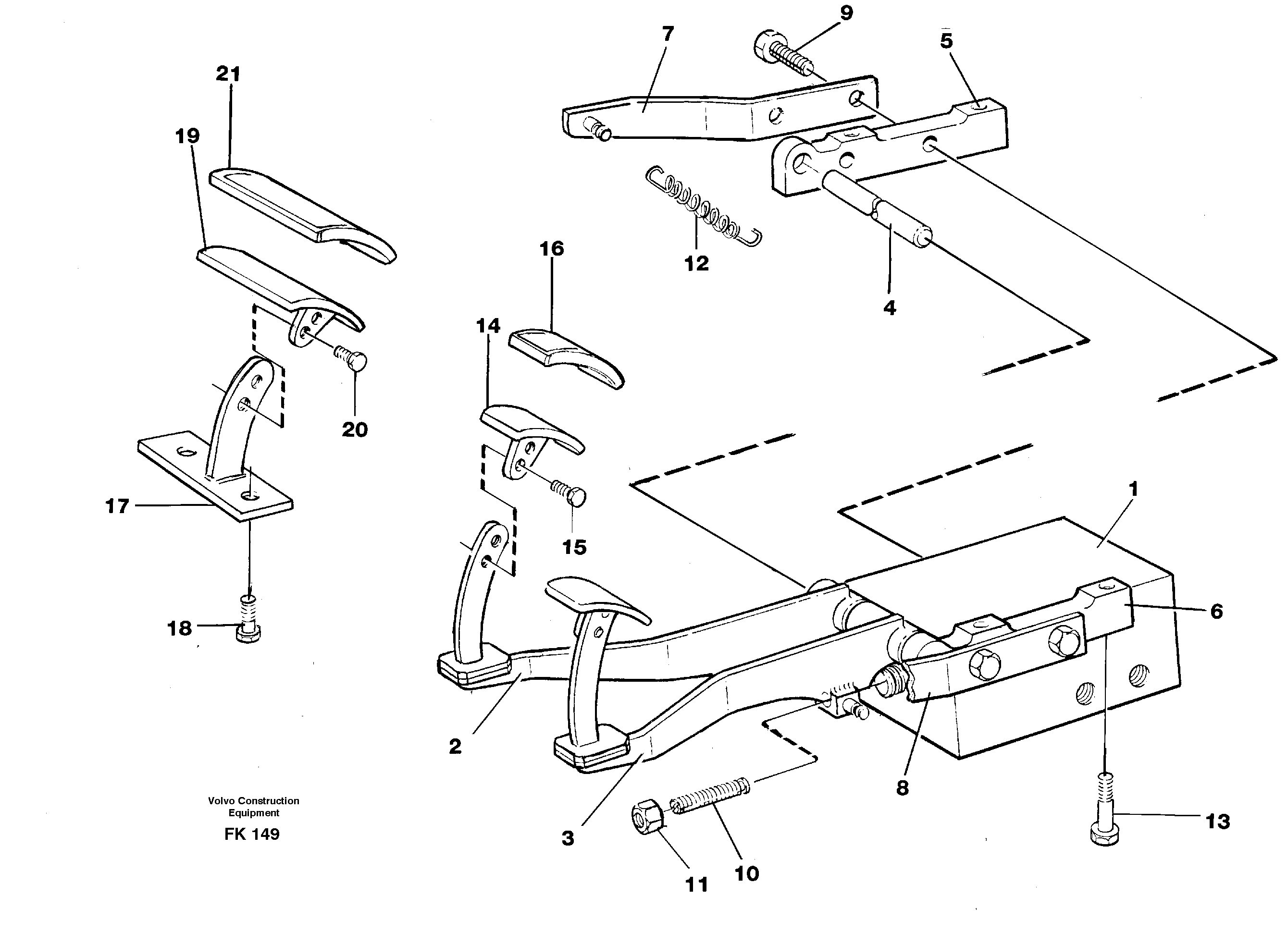 Схема запчастей Volvo EW200 - 44347 Pedal valve with foot rest EW200 ?KERMAN ?KERMAN EW200