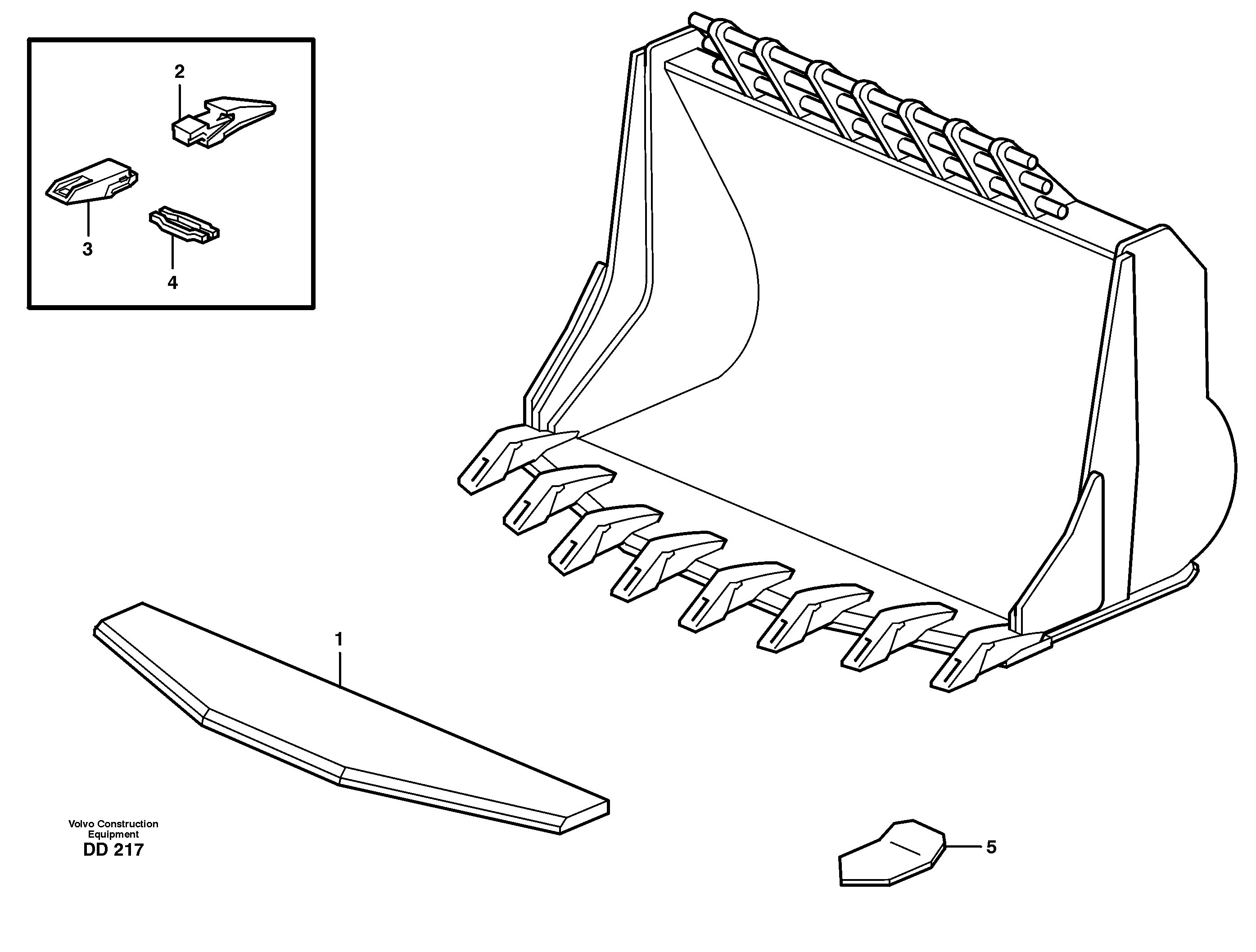 Схема запчастей Volvo EC130C - 27731 Bucket, truncated vec lip with teeth ATTACHMENTS ATTACHMENTS BUCKETS